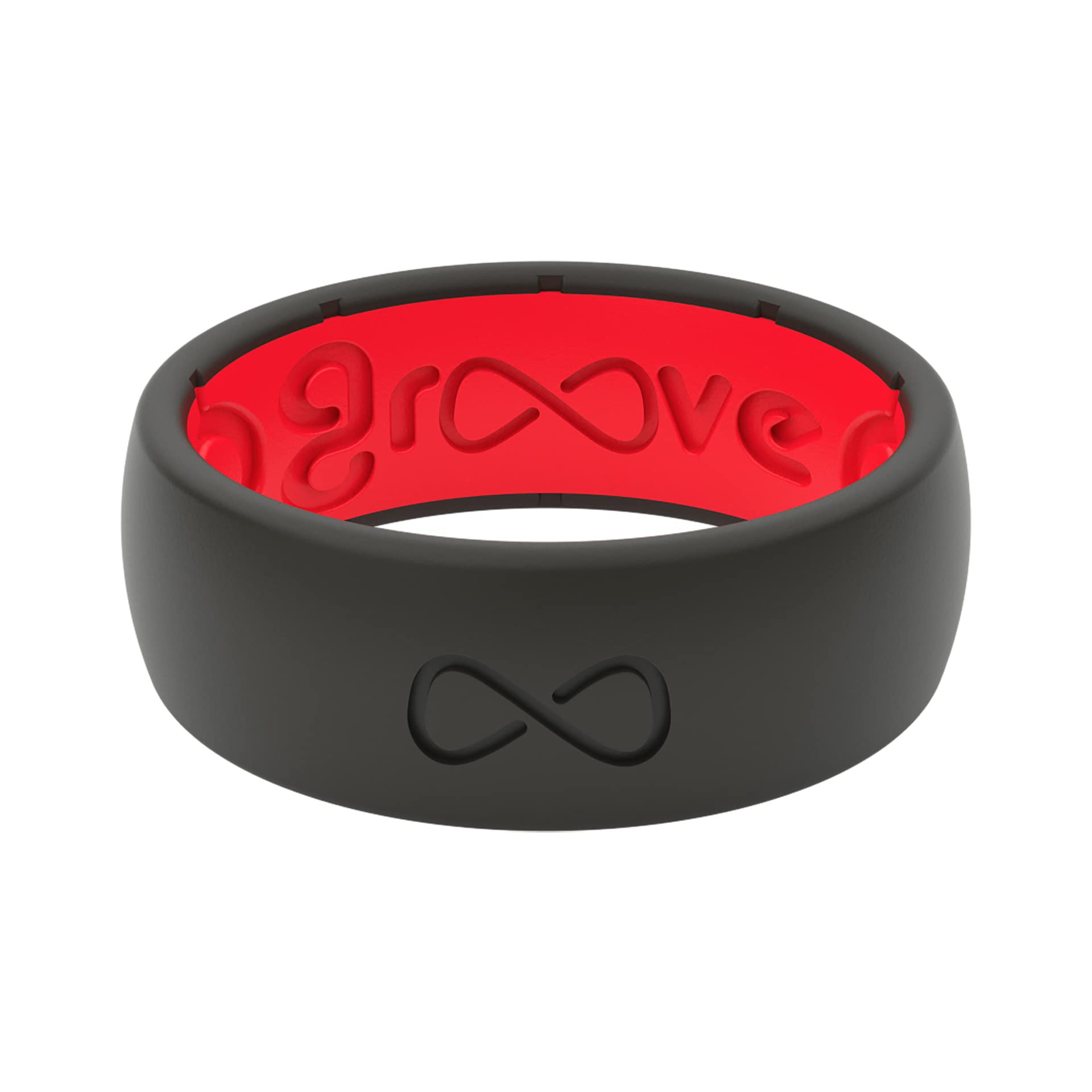Groove Life Solid Silicone Ring for Men - Breathable Comfort Fit Wedding Band with Unique Design, Durable Rubber Ring for Active Lifestyle - Perfect for Gym, Swimming, Work & Outdoor Activities