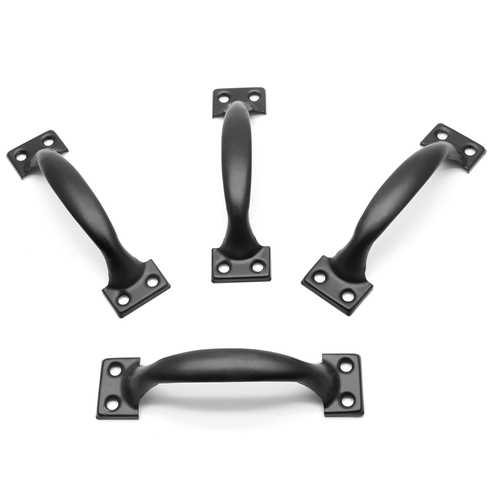 4Pcs 4 Inch Matte Black Cabinet Handles - Heavy Duty Metal Drawer Pulls, Rustic Dresser Handles with Curved Design for Kitchen Cabinets, Wardrobes & Furniture (Perfect for Modern Farmhouse & Industrial Style Decor)