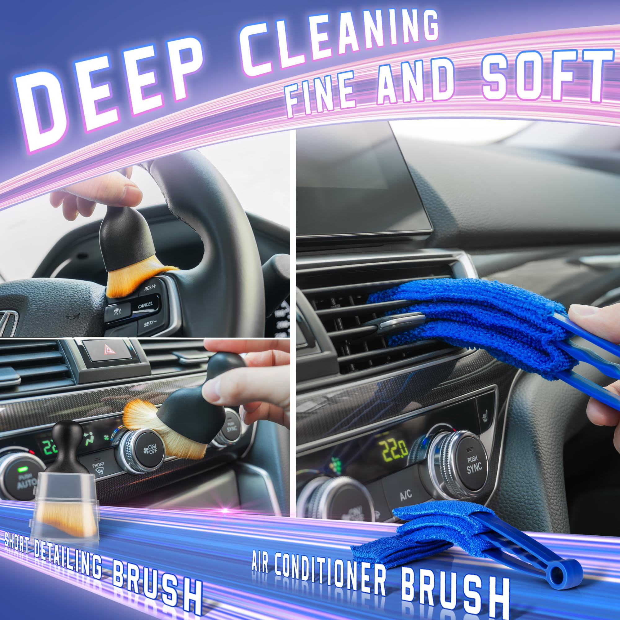 Bemece 29 Pieces Car Detailing Kit - Ultimate Auto Detailing Drill Brush Set for Wheels, Interior, Exterior, Leather, Dashboard & Vents - Perfect for Car Wash & Deep Cleaning at Home or Professional Use
