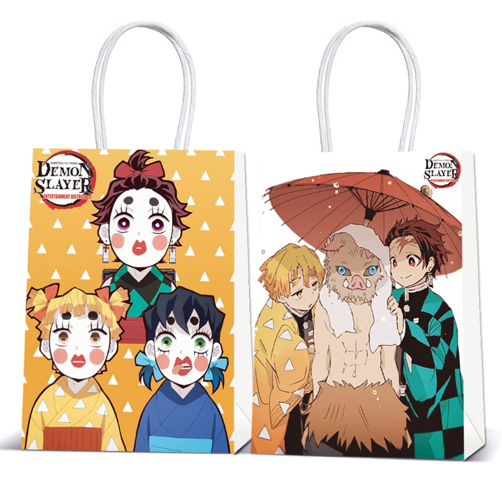 12PCS Demon Slayer Party Favors Gift Bags - Anime Themed Birthday Party Decorations for Kids, Cosplay Events & Halloween Celebrations