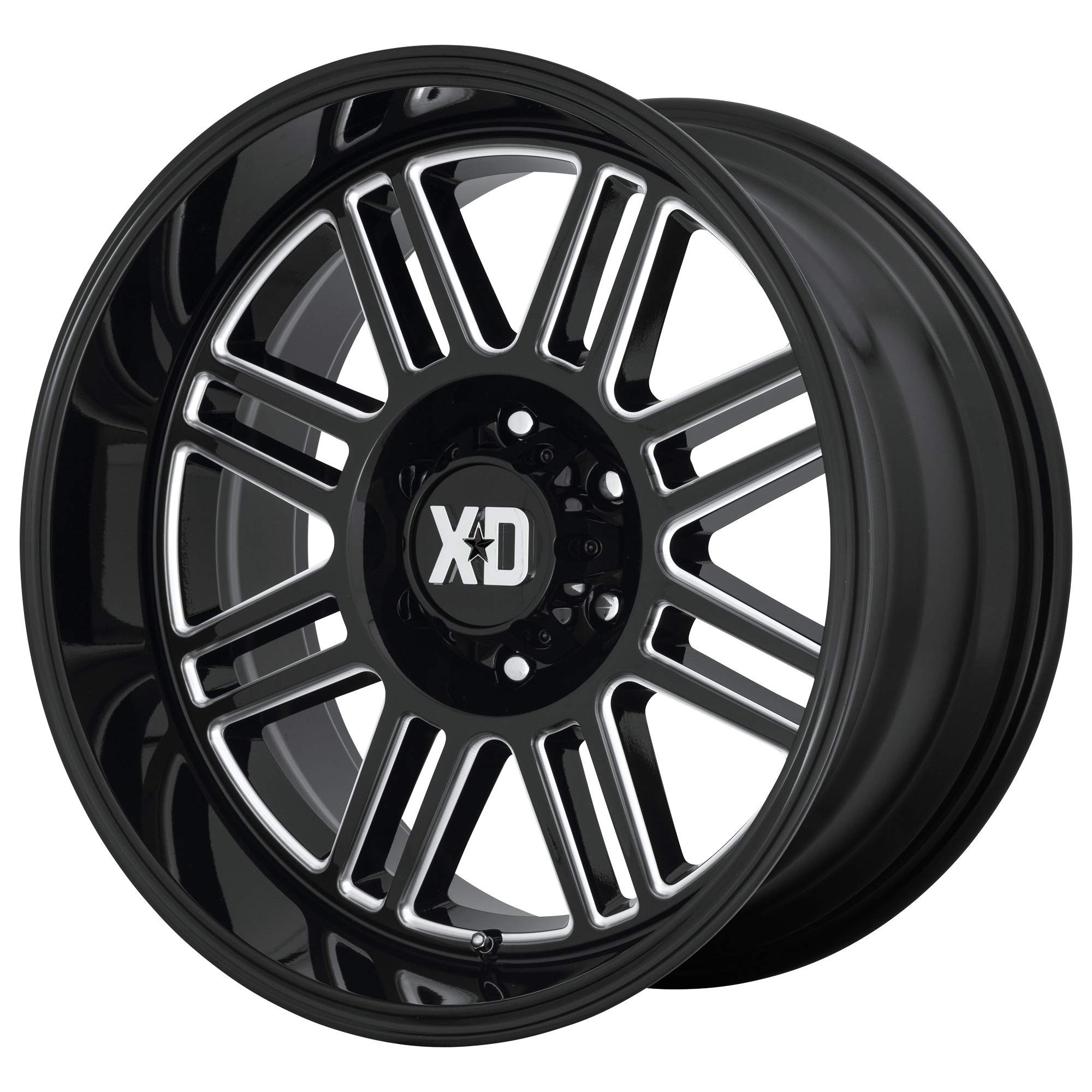 KMC XD Series 20x9 Gloss Black Milled Cage Wheels 6x139.70 Bolt Pattern (+18mm Offset) - Premium Off-Road & Street Performance Rims for Trucks, SUVs, and Jeeps