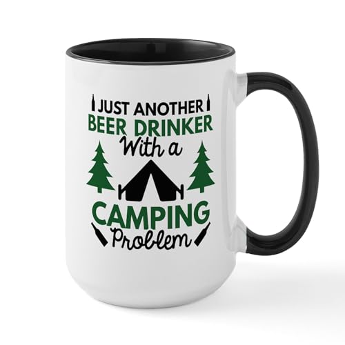White/Black Inside - Beer Drinker Camping Large Mug
