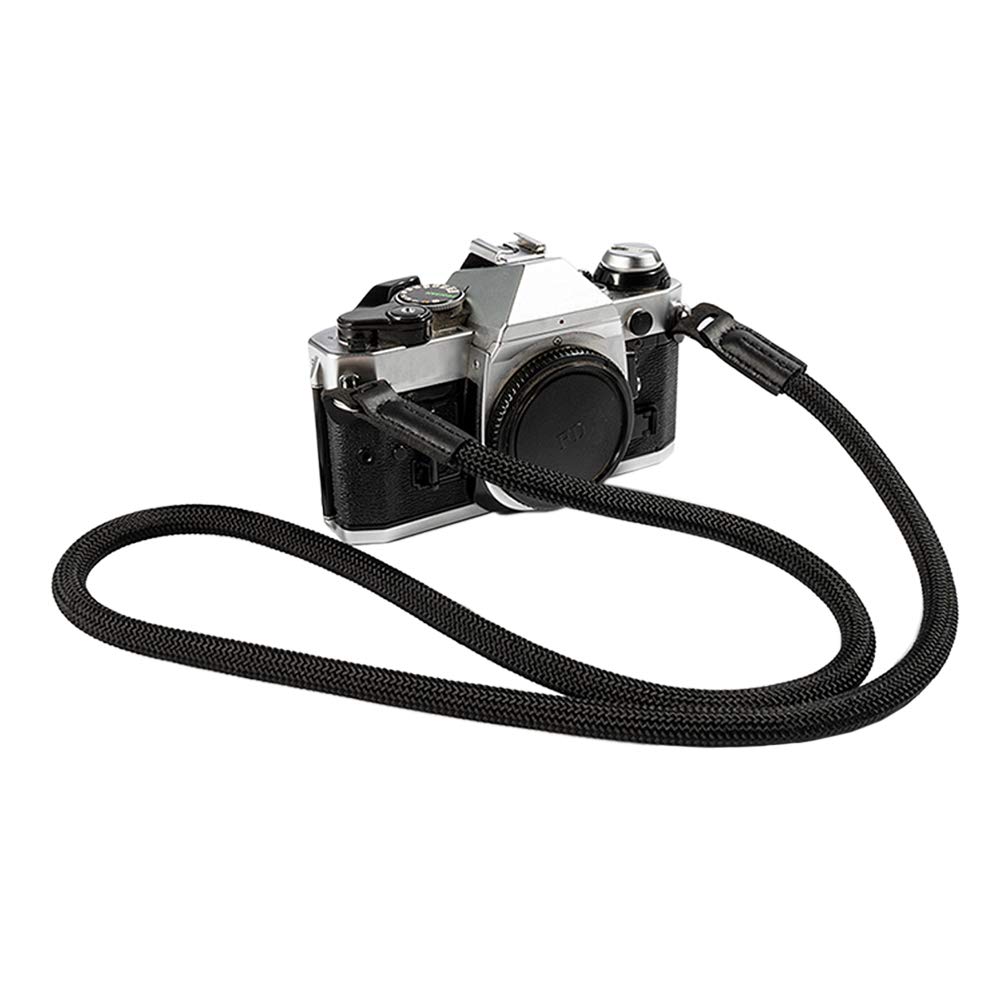 **Durable Mirrorless Camera Neck Strap for Leica, Nikon, Fuji, Pentax, Canon, Panasonic & Sony - Adjustable Climbing Rope Shoulder Strap in Black - Perfect for Travel, Hiking & Outdoor Photography**