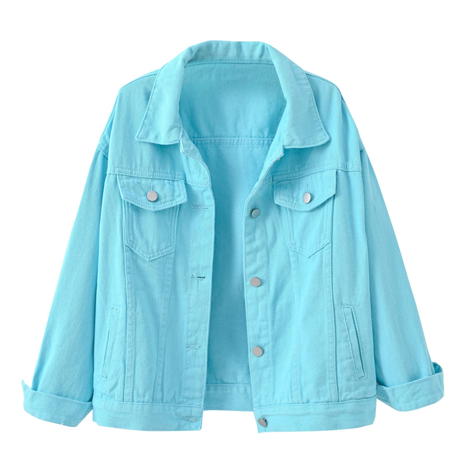 Women's Candy Color Denim Jacket - Relaxed Fit Casual Jean Trucker Jacket for Women | Perfect for Spring Outfits, Streetwear & Everyday Fashion