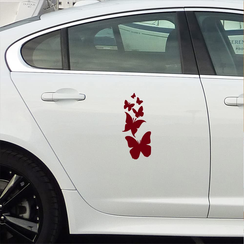 Premium Waterproof Vinyl Butterfly Decal Stickers (Burgundy, Set of 2) - Laptop, Phone, Helmet, Car Window, Mug, Wall Decor - Ideal for Home, Office & Personal Accessories Customization