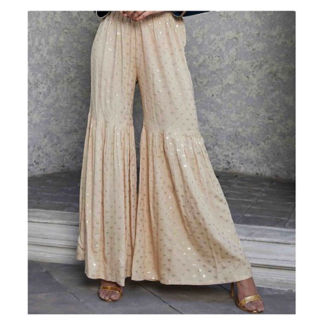 Stylish Indo Fusion Sharara Pants for Women - Elegant Flared Palazzo Bottoms for Weddings, Parties & Festive Occasions