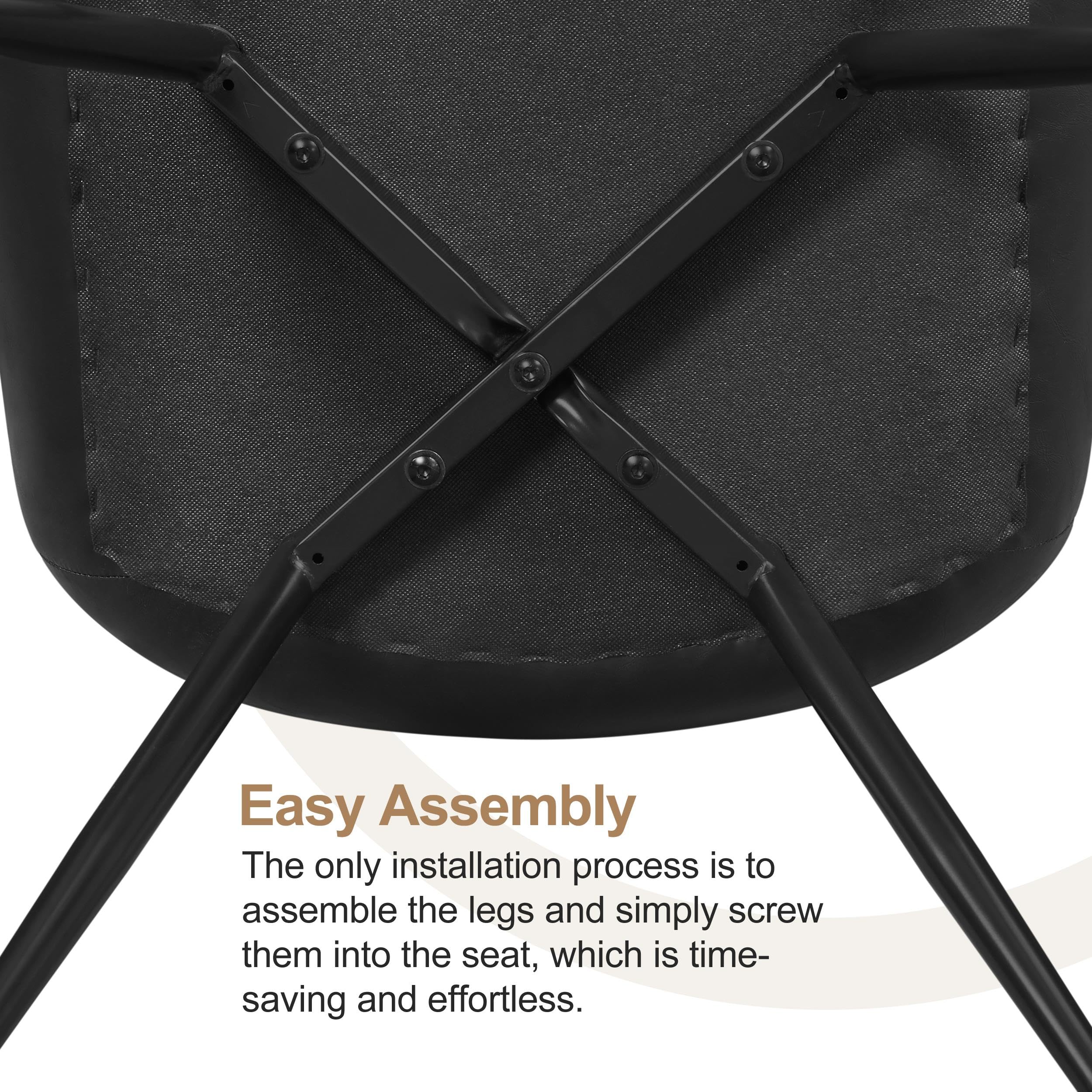 Yaheetech Mid Century Modern Dining Chairs Set of 6 - Black Faux Leather Upholstered Kitchen Chairs with Metal Legs - Perfect for Dining Room, Kitchen, Restaurant & Home Decor