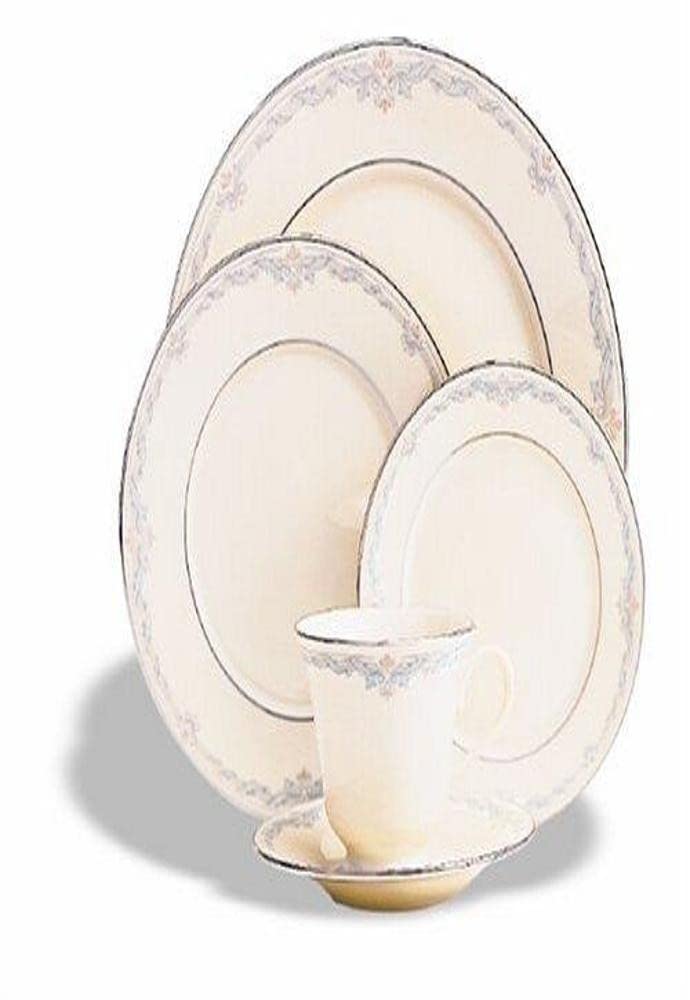 Lenox Kingston 5-Piece Platinum-Banded Dinnerware Set for 1 - Elegant Fine China Plates, Bowl & Cup - Perfect for Formal Dining, Wedding Registry & Special Occasions