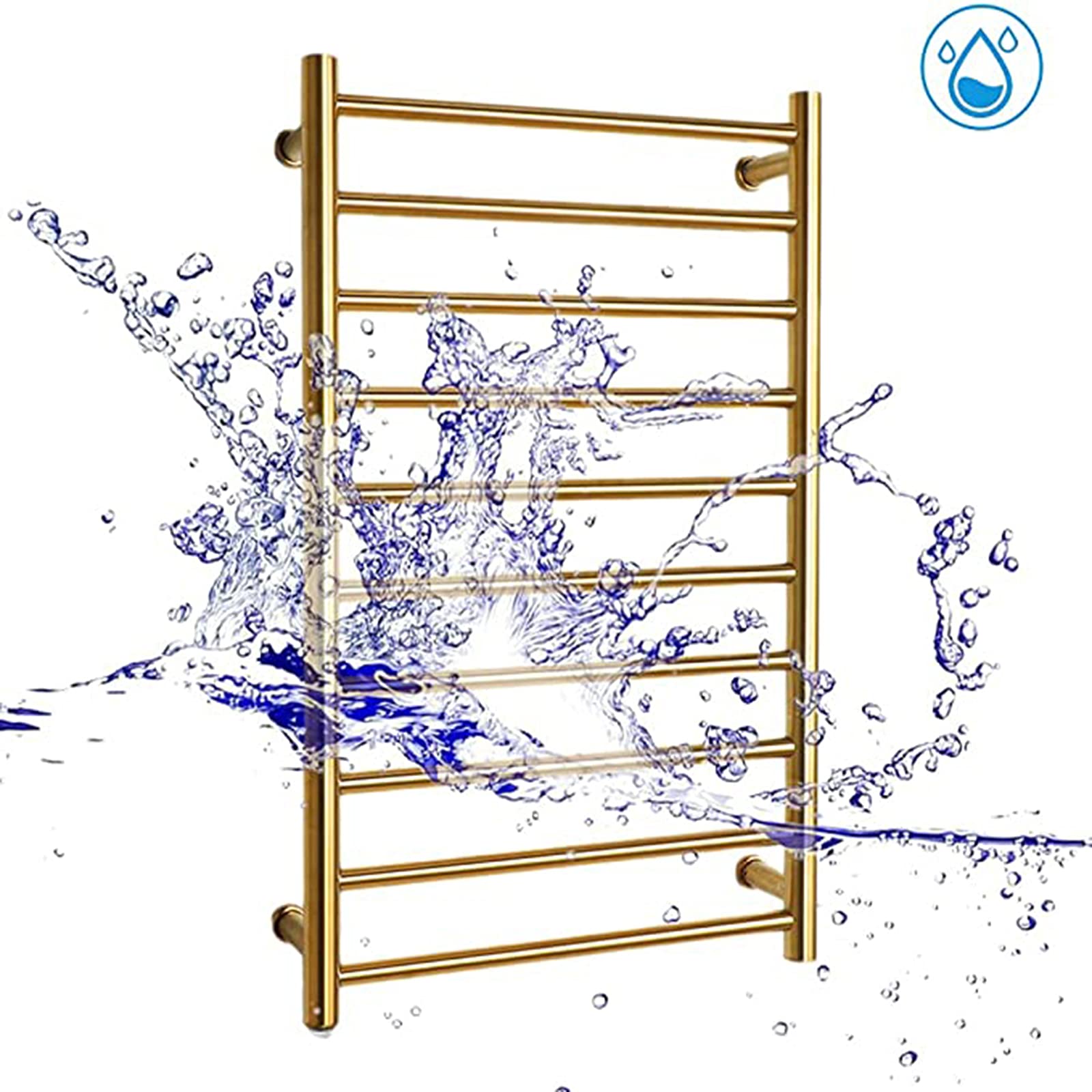 APUM 88W Energy Efficient Heated Towel Rack - 304 Stainless Steel Wall Mounted Electric Towel Warmer with Timer for Bathroom (Gold Hardwired) | Warm & Dry Towels Instantly - Perfect for Spa, Luxury Hotels & Cozy Home Bathrooms