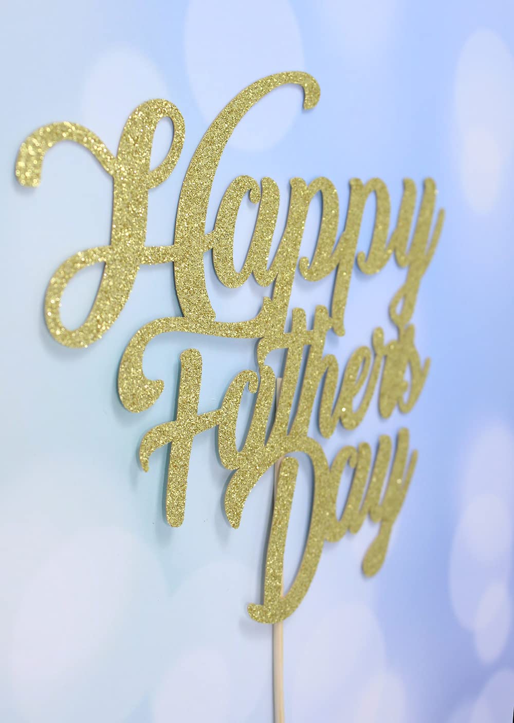 Gold Glitter Happy Father's Day Cake Topper - Elegant Party Decoration for Dad's Birthday, Retirement & Anniversary Cakes - Perfect for Father's Day Celebrations & Special Occasions