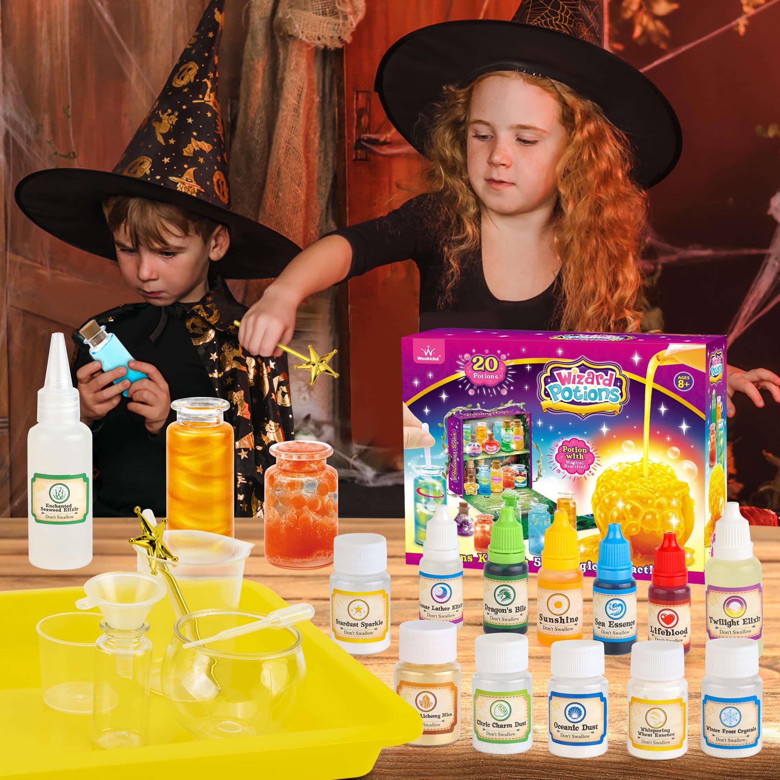 Fairy Magic Kit for Kids - 20PCS Magic Potion Bottles & Plate - DIY Fairy Making Craft Set - Best Gift for Girls Age 8-11 (Birthday, Easter, Christmas) - Creative Art Toy for Pretend Play & Imaginative Storytelling