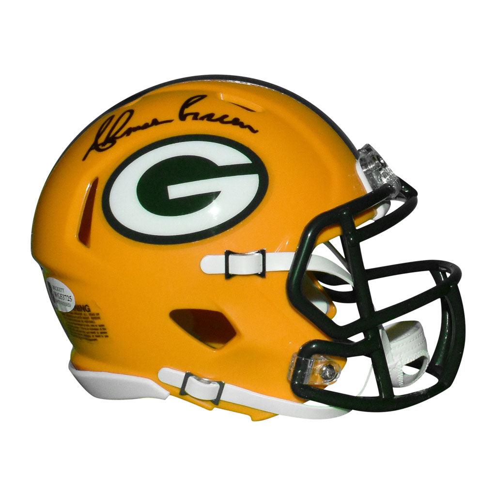 Ahman Green Autographed Green Bay Packers Mini Speed Replica Yellow Football Helmet with Beckett COA - Perfect for NFL Collectors, Sports Memorabilia Displays & Packers Fan Gifts