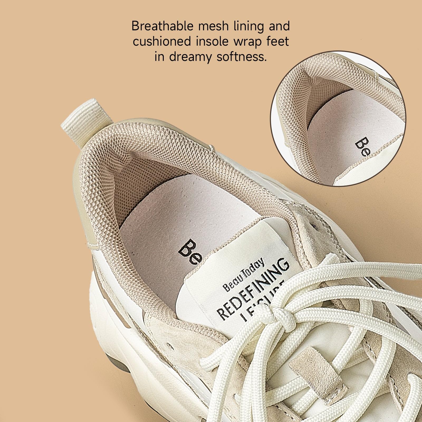 BEAU TODAY Women's Chunky Sneakers - Comfortable Lace-Up Fashion Dad Shoes for Women | Casual Wear, Street Style & Everyday Outfits