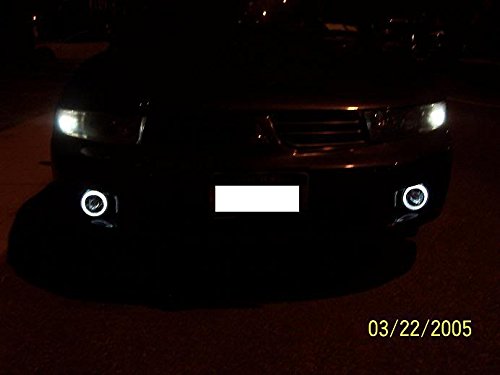 White Halo Fog Lights Kit for 1999-2003 Mitsubishi Galant - Durable LED Driving Lights with Stylish Halo Ring - Perfect for Night Driving, Foggy Conditions & Enhanced Vehicle Appearance