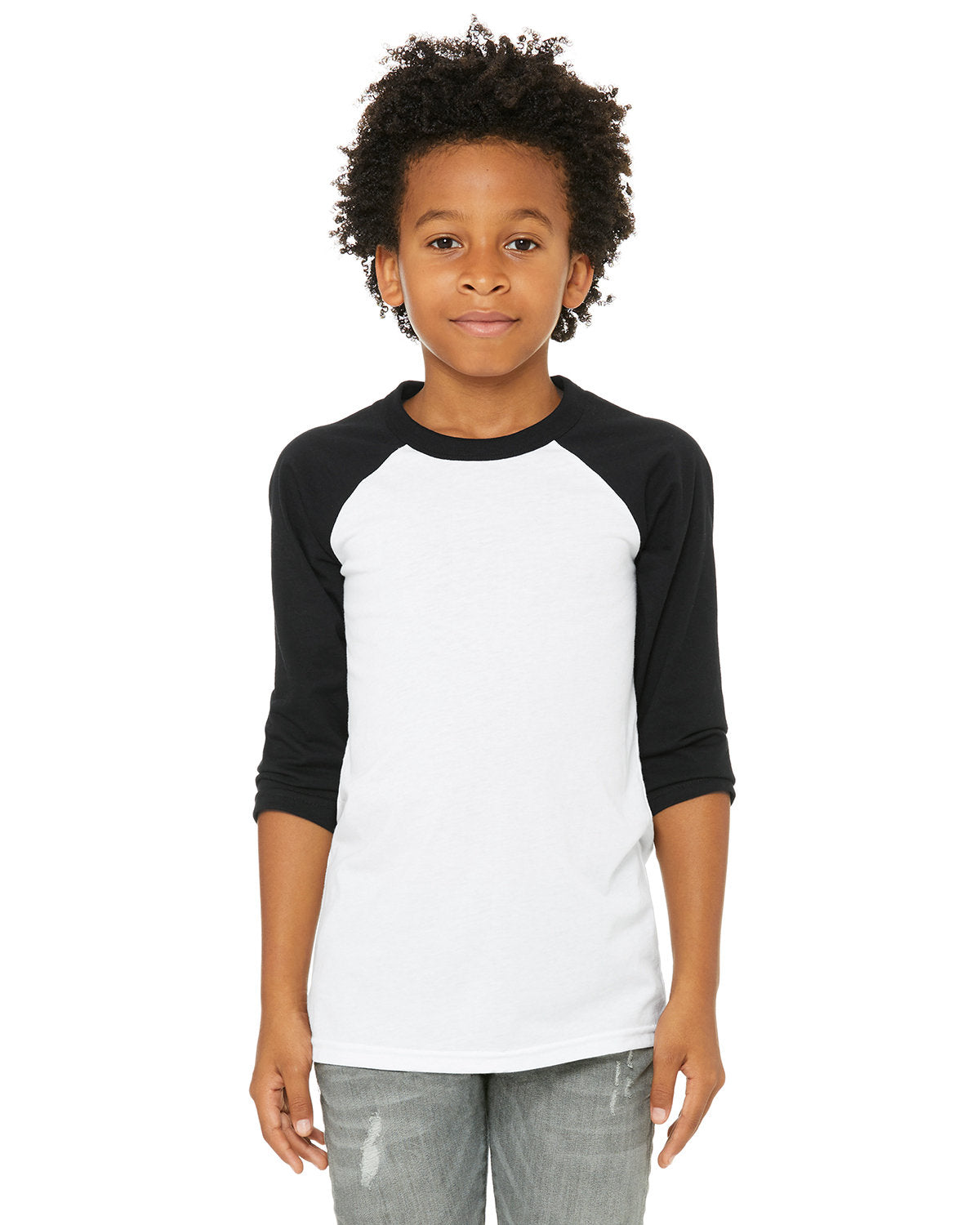 Bella + Canvas 3200Y Youth 3/4 Sleeve Baseball T-Shirt - Soft Cotton Jersey Tee for Kids Sports & Casual Wear - Perfect for Baseball, School, and Everyday Outfits