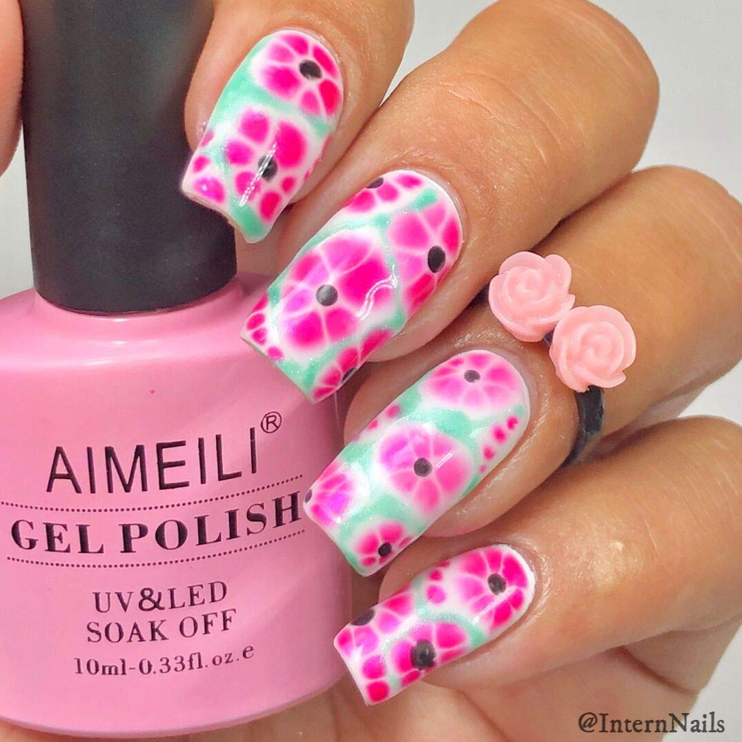 AIMEILI Blooming Gel for Nail Art - Hot Pink Nail Polish Kit with Blossom Effect | DIY Salon-Quality Manicure at Home for Parties & Special Occasions