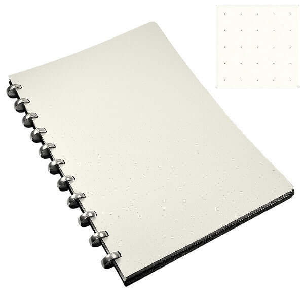 Atoma Pur Disc Bound Refillable Notebook 210 x 295mm - Black Leather Cover for Office, School & Journaling | Refillable Paper Organizer for Professionals & Students