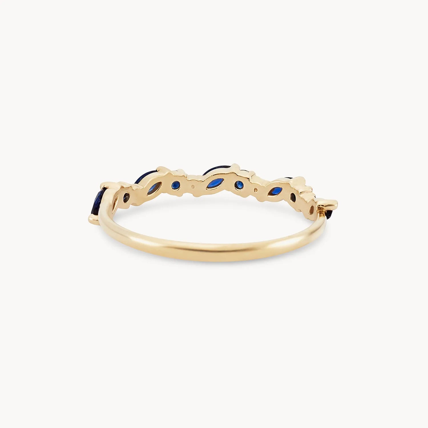 14K Yellow Gold Reverie Band with Blue Sapphire - Elegant Stackable Ring for Women, Perfect for Weddings, Anniversaries & Everyday Wear