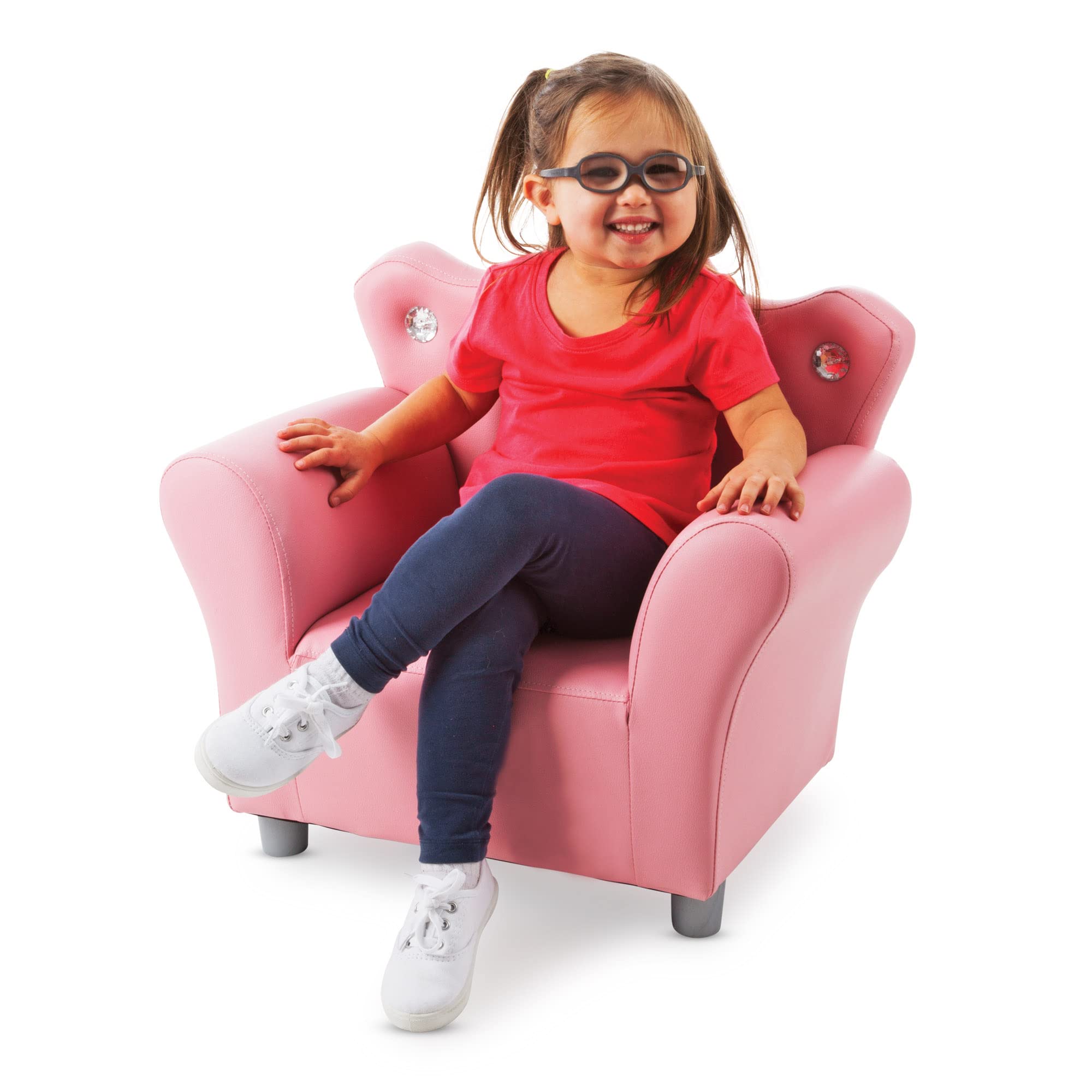 Melissa & Doug Pink Faux Leather Child’s Crown-Back Armchair - Princess Chair for Toddlers & Kids | Durable Children's Furniture for Bedroom, Playroom & Nursery Decor
