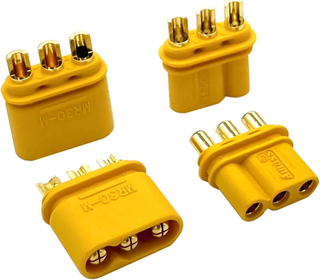 Nuofany 10 Pairs Male/Female MR30 Connectors with Sleeve for Lipo Battery RC Multicopter Drone Airplane - Perfect for RC Hobbyists and DIY Enthusiasts