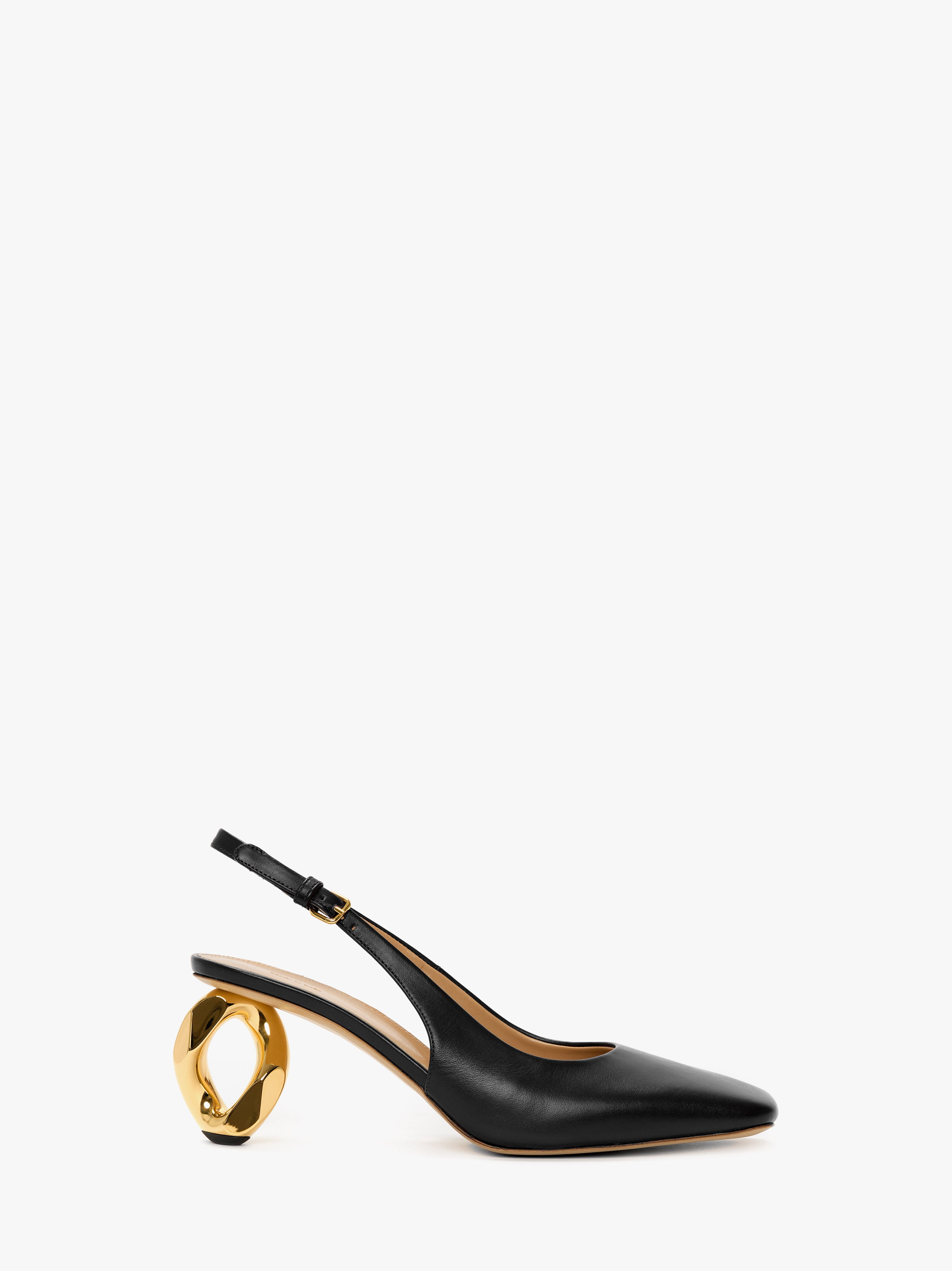 Elegant Black Chain Heel Slingback Sandals for Women - Perfect for Evening Parties, Weddings & Date Nights