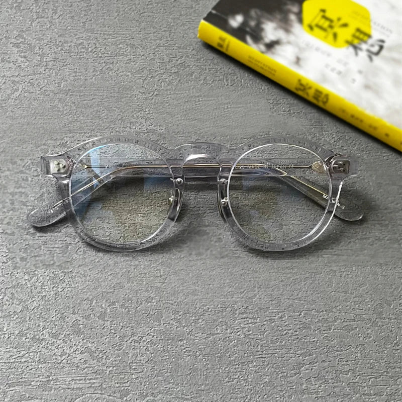 Stylish Unisex Black Acetate Round Full-Rim Eyeglasses Frame 5125 - Perfect for Reading, Work, and Everyday Fashion