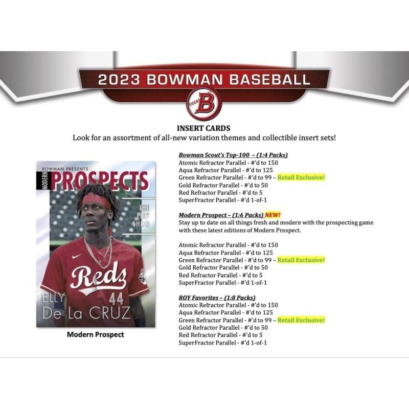 2023 Bowman Baseball Value Box - 6 Packs per Box | MLB Trading Cards Collection | Perfect for Sports Fans, Collectors & Fantasy Baseball Enthusiasts