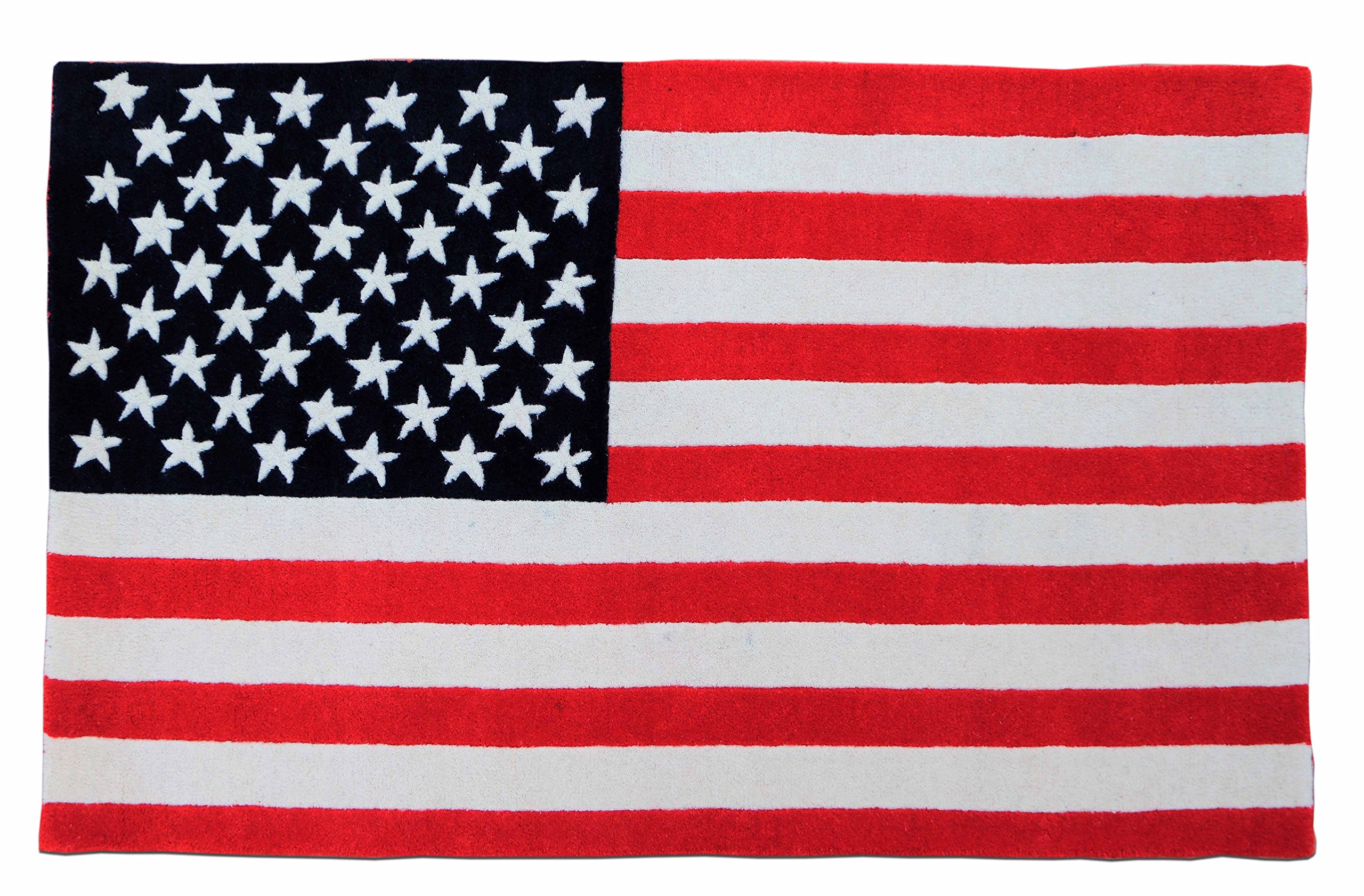 USA Flag 3'x5' Handmade 100% Wool Rug - Patriotic Home Decor for Living Room, Bedroom & Office