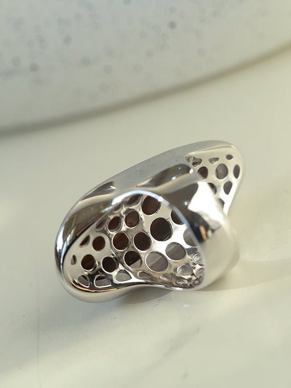 Minimalist 925 Sterling Silver Teardrop Wood Grain Stone Ring for Women - Elegant Boho Jewelry for Everyday Wear, Date Night & Special Occasions