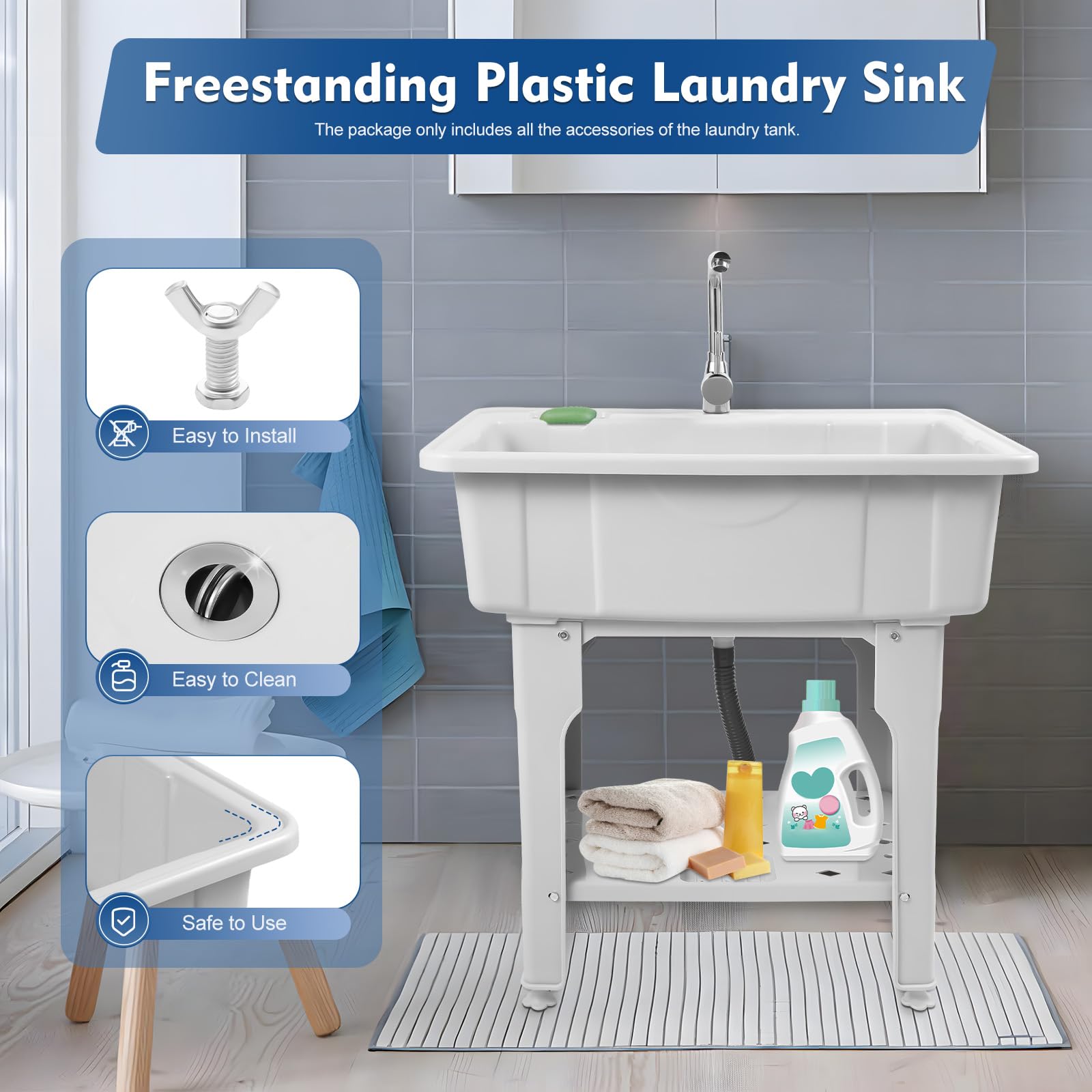 Heavy-Duty Utility Sink with Washboard - 31.5