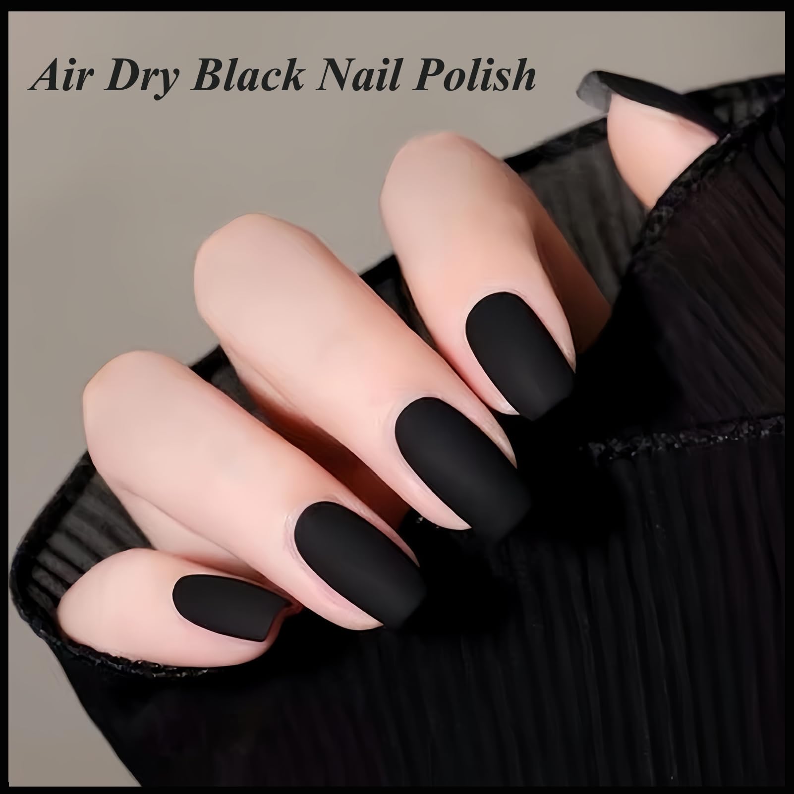 Matte Black Nail Polish - Quick Air Dry, Water-Based Formula for Men & Women | Easy Application, Long-Lasting Wear | Perfect for Everyday Style, Special Occasions & Nail Art Designs