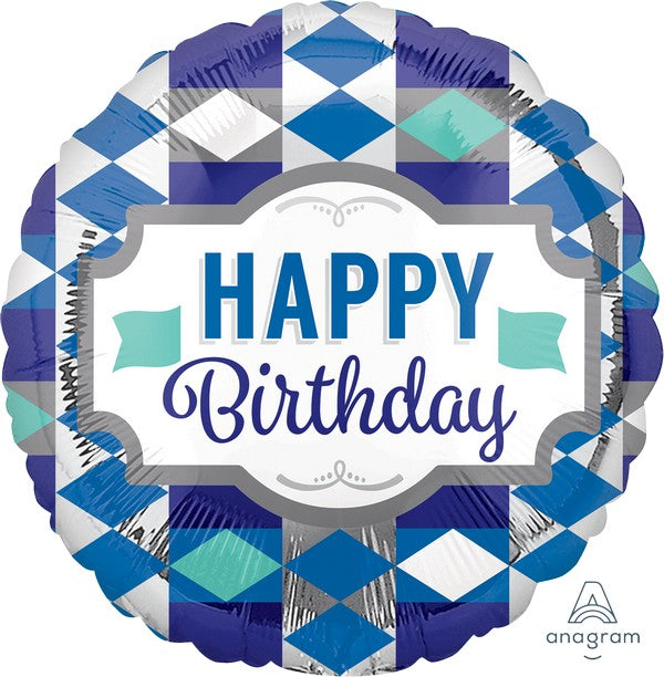 45cm Standard HX Happy Birthday Tie Pattern Balloon - Perfect for Birthday Parties, Baby Showers & Celebrations