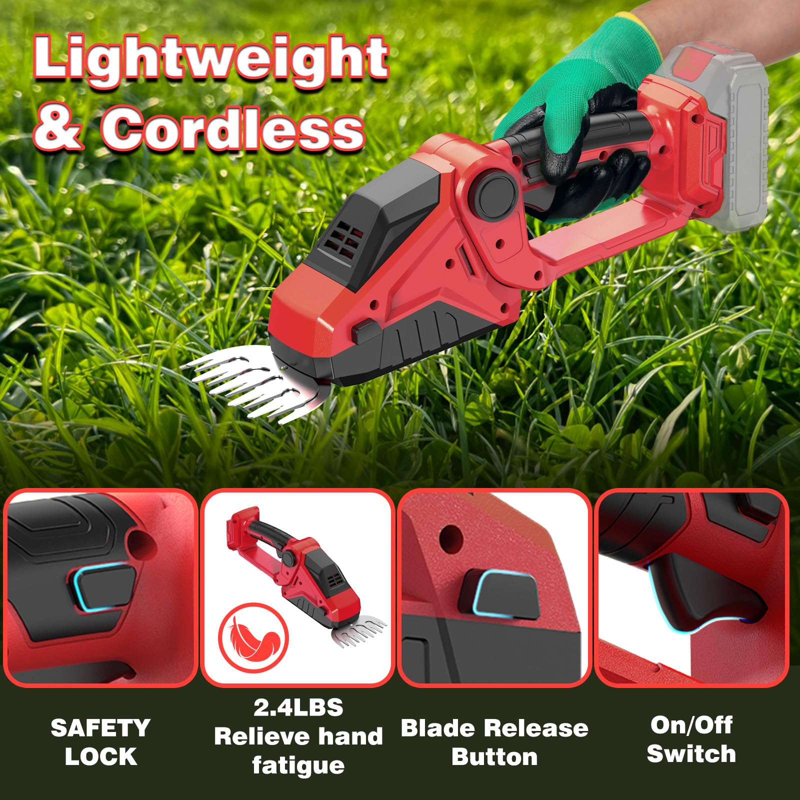 Milwaukee M18 Cordless Hedge Trimmer (Battery Not Included) - 2200RPM 2-in-1 Electric Shrub & Grass Cutter - Lightweight Handheld Trimmer for Gardening, Lawn Care, Yard Maintenance & Landscaping