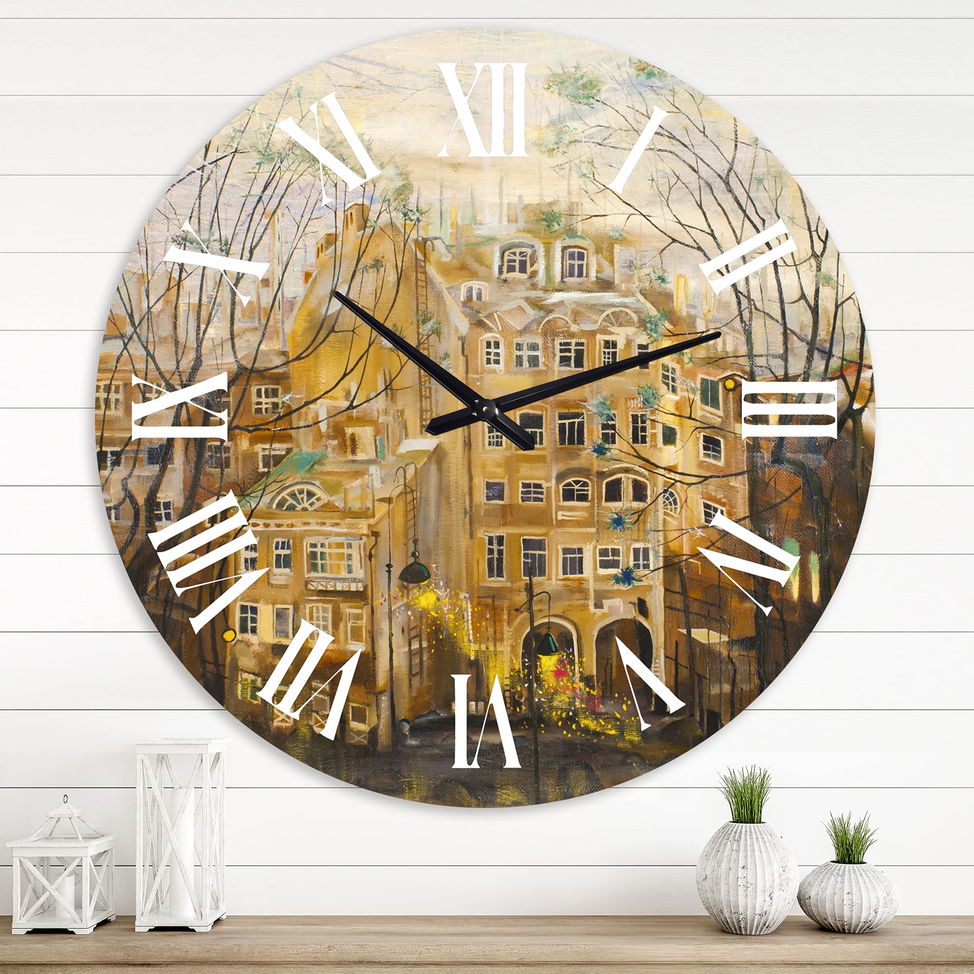 Russian City Yard Traditional Wall Clock - Large Decorative Clock for Kitchen, Living Room & Office - Vintage Home Decor & Gift Idea