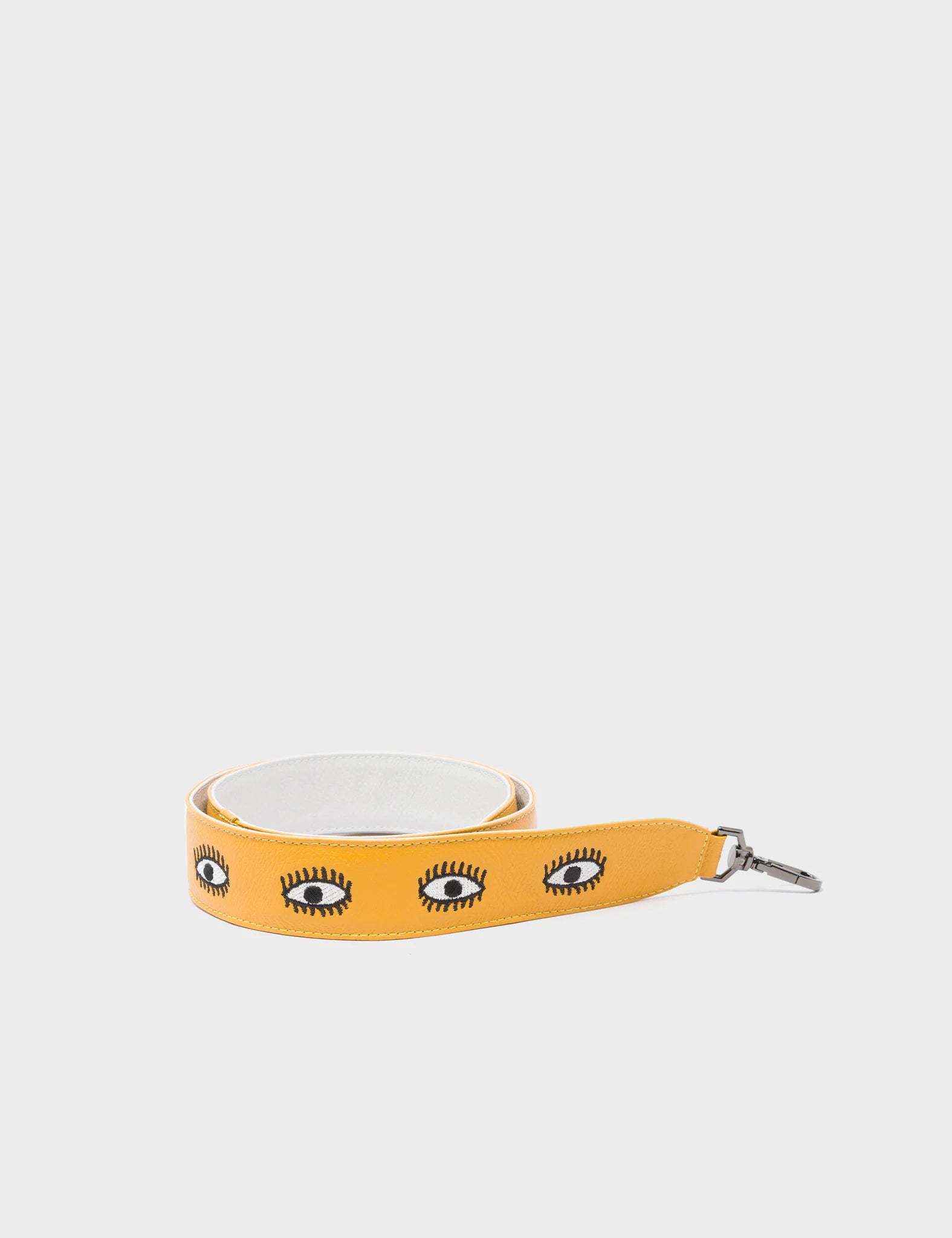 Detachable Golden Glow Leather Shoulder Strap with All Over Eyes Embroidery - Perfect for Handbags, Crossbody Bags & Fashion Accessories