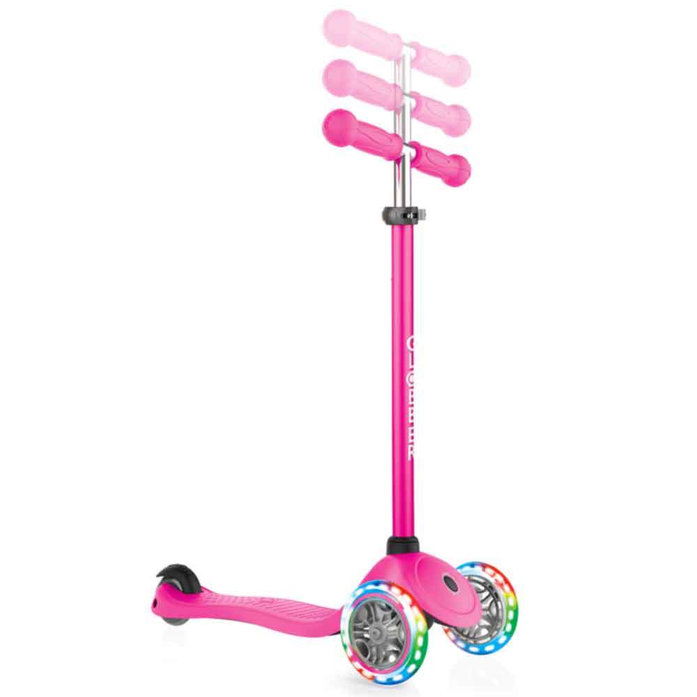 Globber Primo Lights V3 Anodized Bar 3-Wheel Scooter for Kids - Adjustable Height, LED Wheels, Lightweight Aluminum Frame - Perfect for Outdoor Play, Commuting & Neighborhood Rides