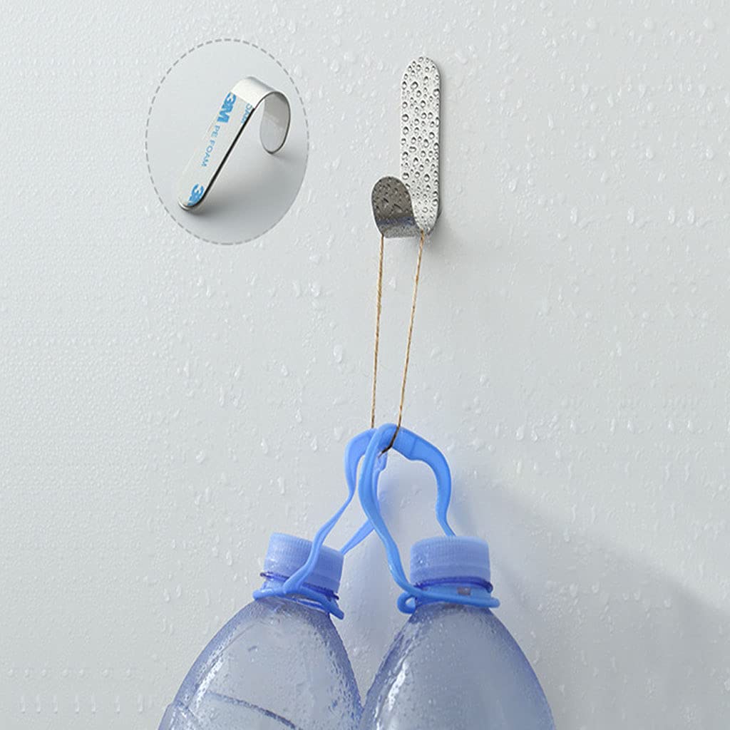 Heavy Duty Stainless Steel Adhesive Hooks - 16 Pack Silver Wall Hooks for Kitchen, Bathroom & Home Organization - Strong Adhesive for Hanging Coats, Jackets, Bags, Towels, Party Lights & More - Perfect for Home, Office & Dorm Room Storage Solutions