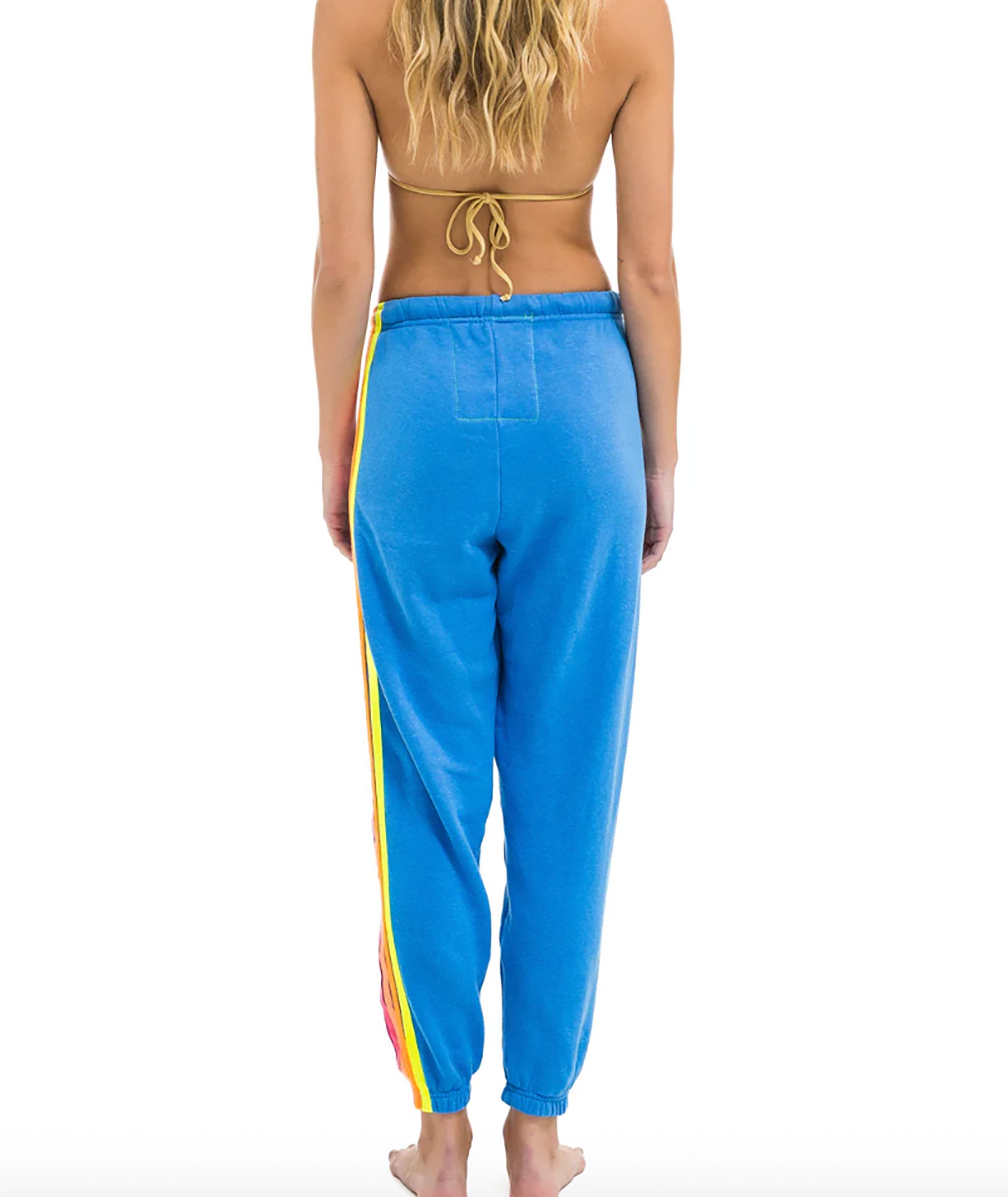 Aviator Nation Women's 5 Stripe Sweatpants - Cobalt Blue & Neon Colors | Comfortable Lounge Pants for Yoga, Running & Casual Wear
