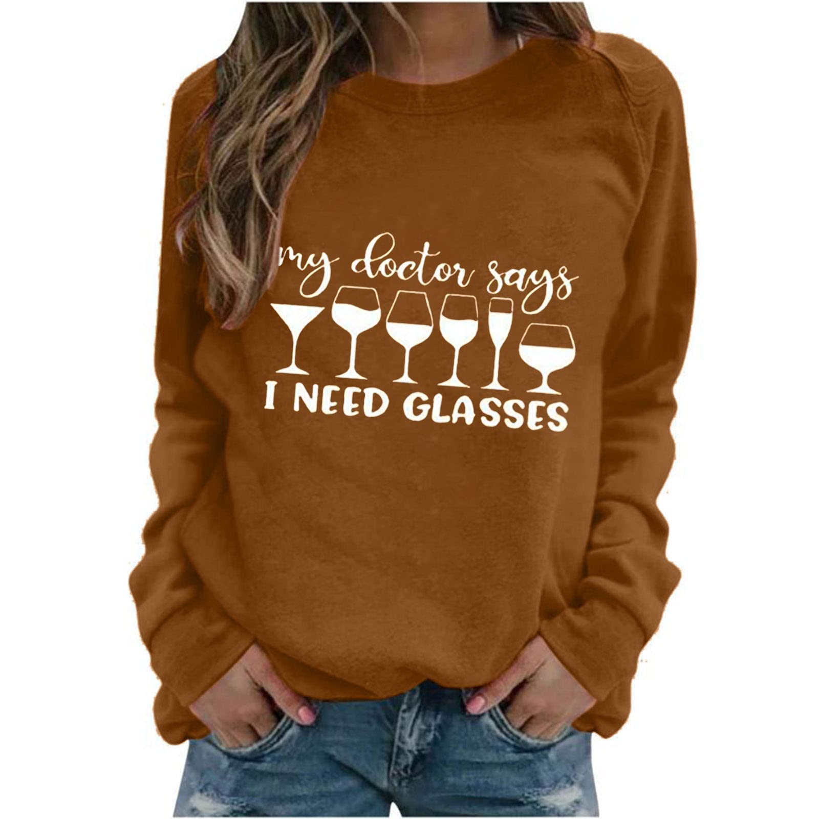 Sparkly Rhinestone Women's Crewneck Sweatshirt - Long Sleeve Tunic Top for Fall Layering | Lightweight Loose Fit Casual Wear for Daily Outings & Weekend Comfort
