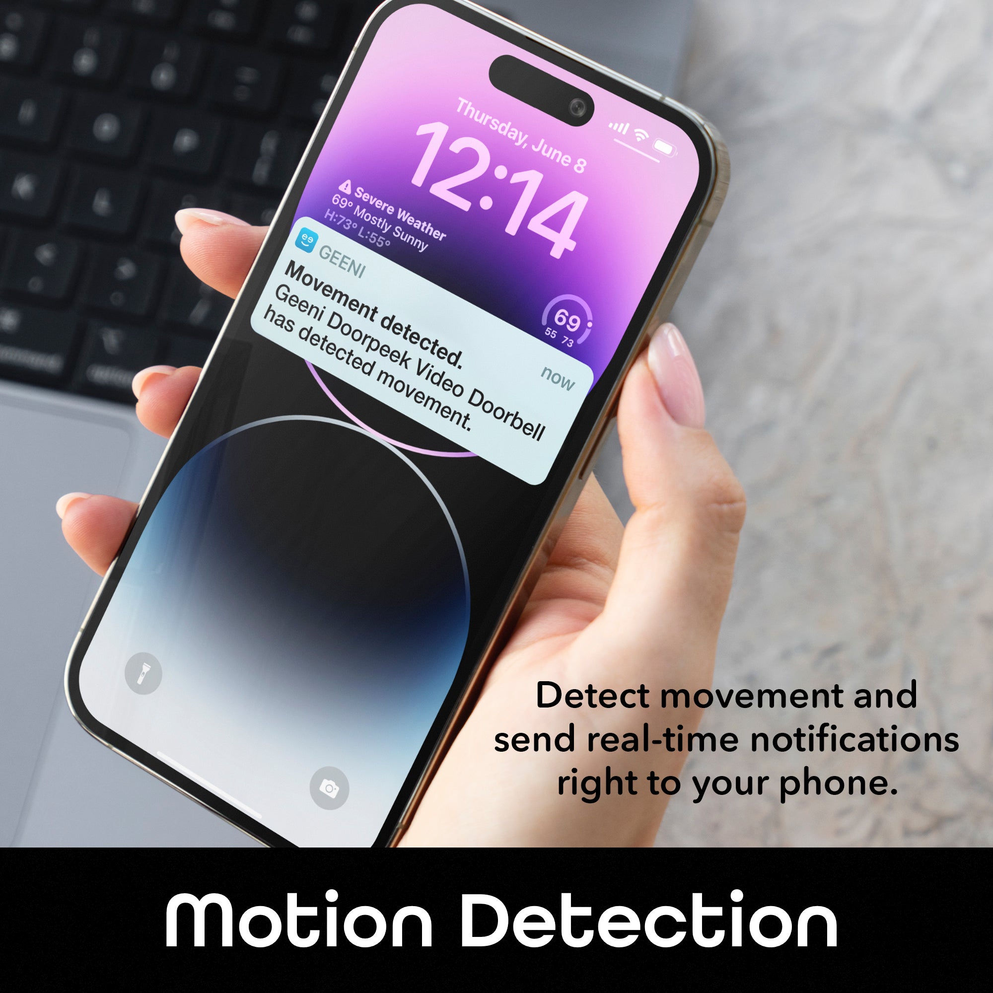 Geeni Wired Video Doorbell Camera with HD Night Vision - Smart Home Security for Front Door Monitoring (Ideal for Apartments, Houses & Offices)