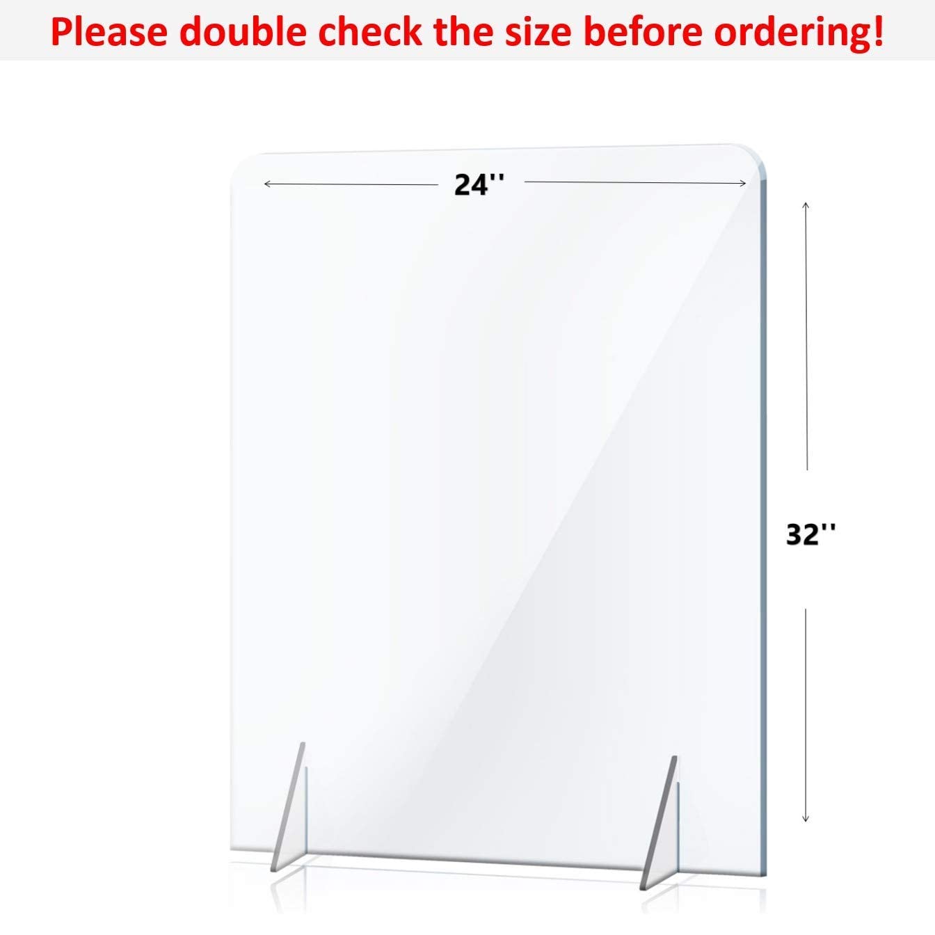 Clear Acrylic Sneeze Guard Panel - No Cutout Protective Shield for Counter, Desk, Office & Retail | Portable Plexiglass Barrier for Schools, Restaurants & Cashier Stations | Ideal for Social Distancing in Workplaces & Public Spaces