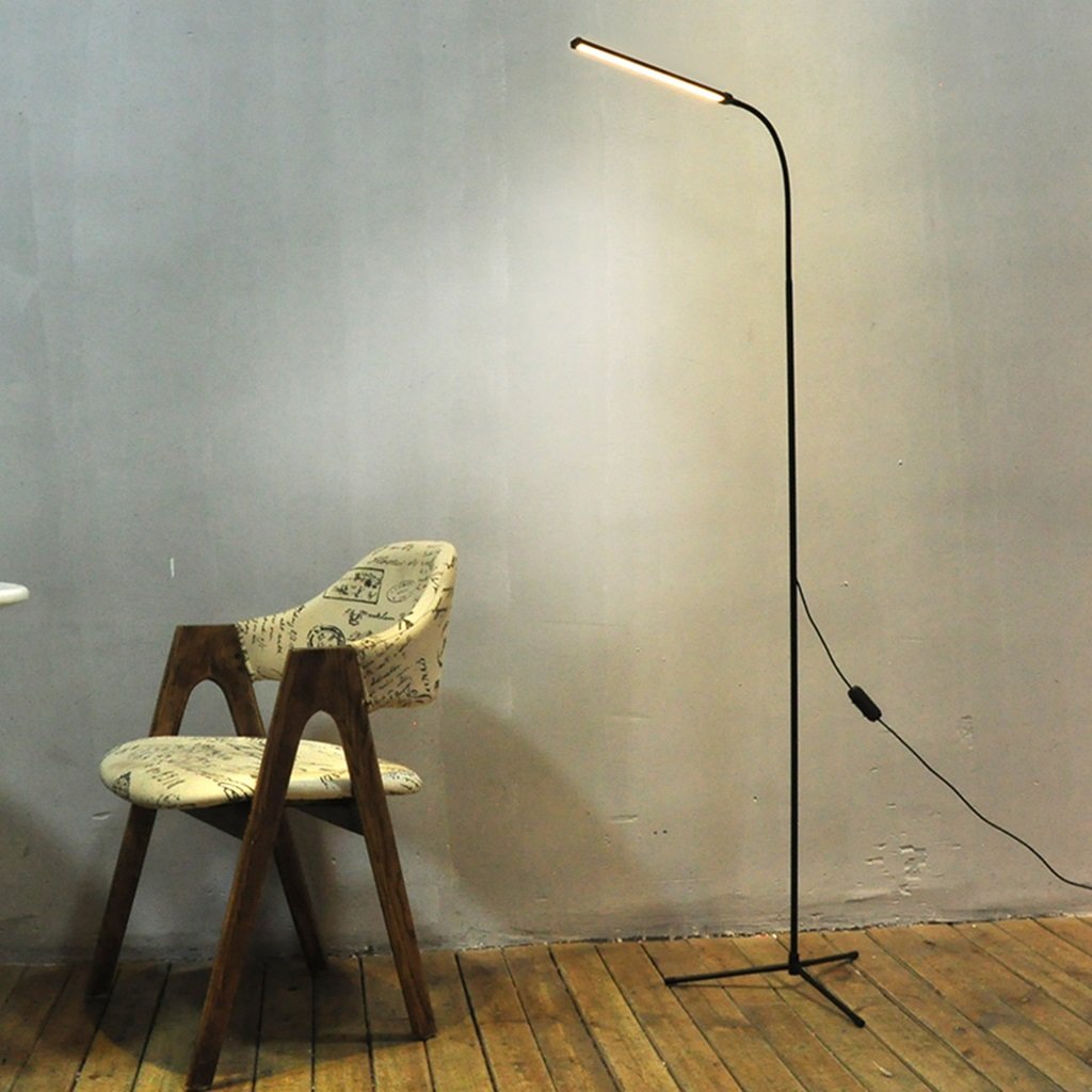 LUODIDNEG Modern LED Floor Lamp - Vertical Eye-Protecting Standing Light for Living Room, Bedroom & Piano Area - 8W 5V A++ Energy Efficient (Black) | Perfect for Reading, Relaxing & Home Decor