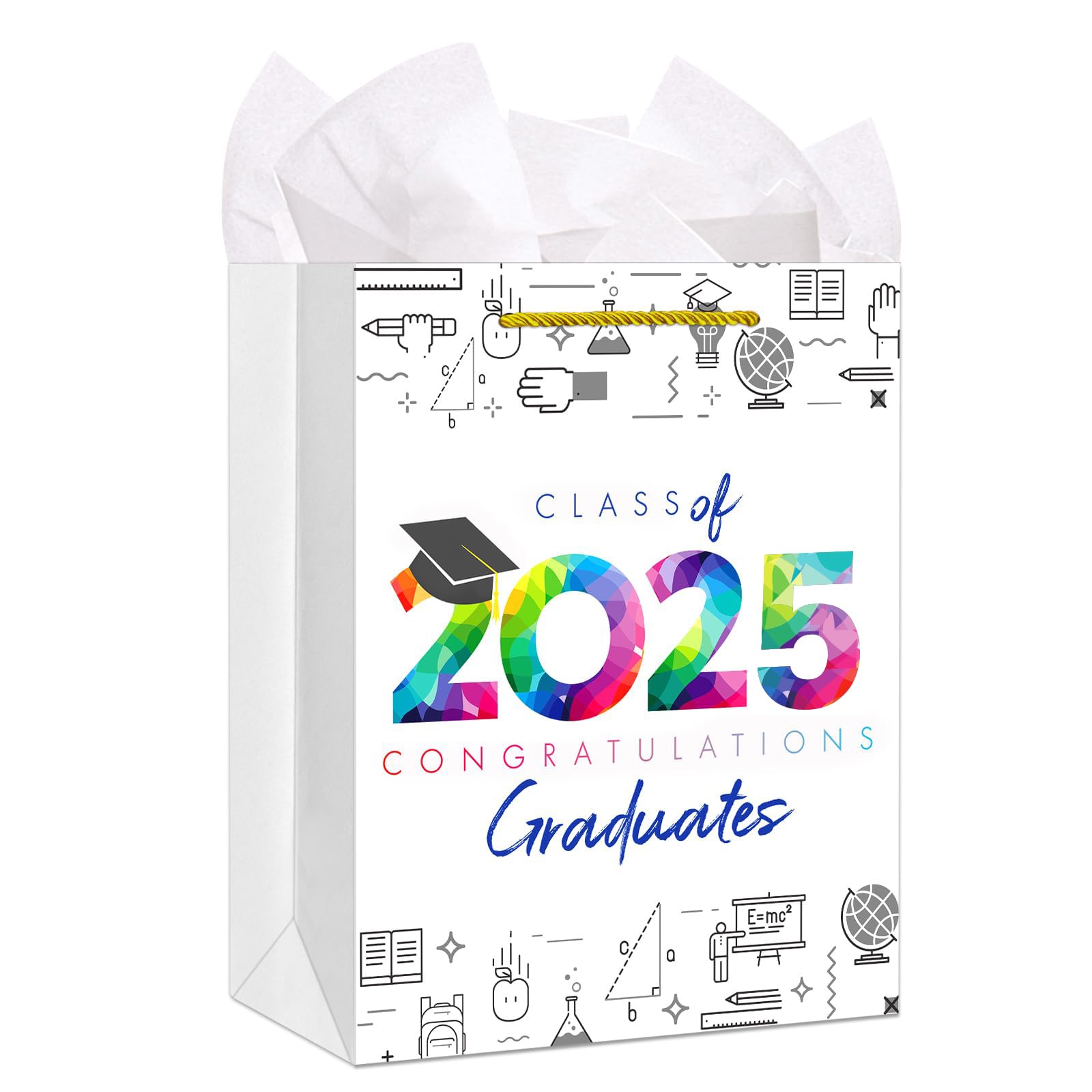FaCraft 2025 Graduation Gift Bags - 13 Inch Large Congratulations Gift Bags with Wrapping Tissue Paper & Handle for High School, College, Senior & Junior Graduates - Perfect for Graduation Parties, Ceremonies & Celebration Favors