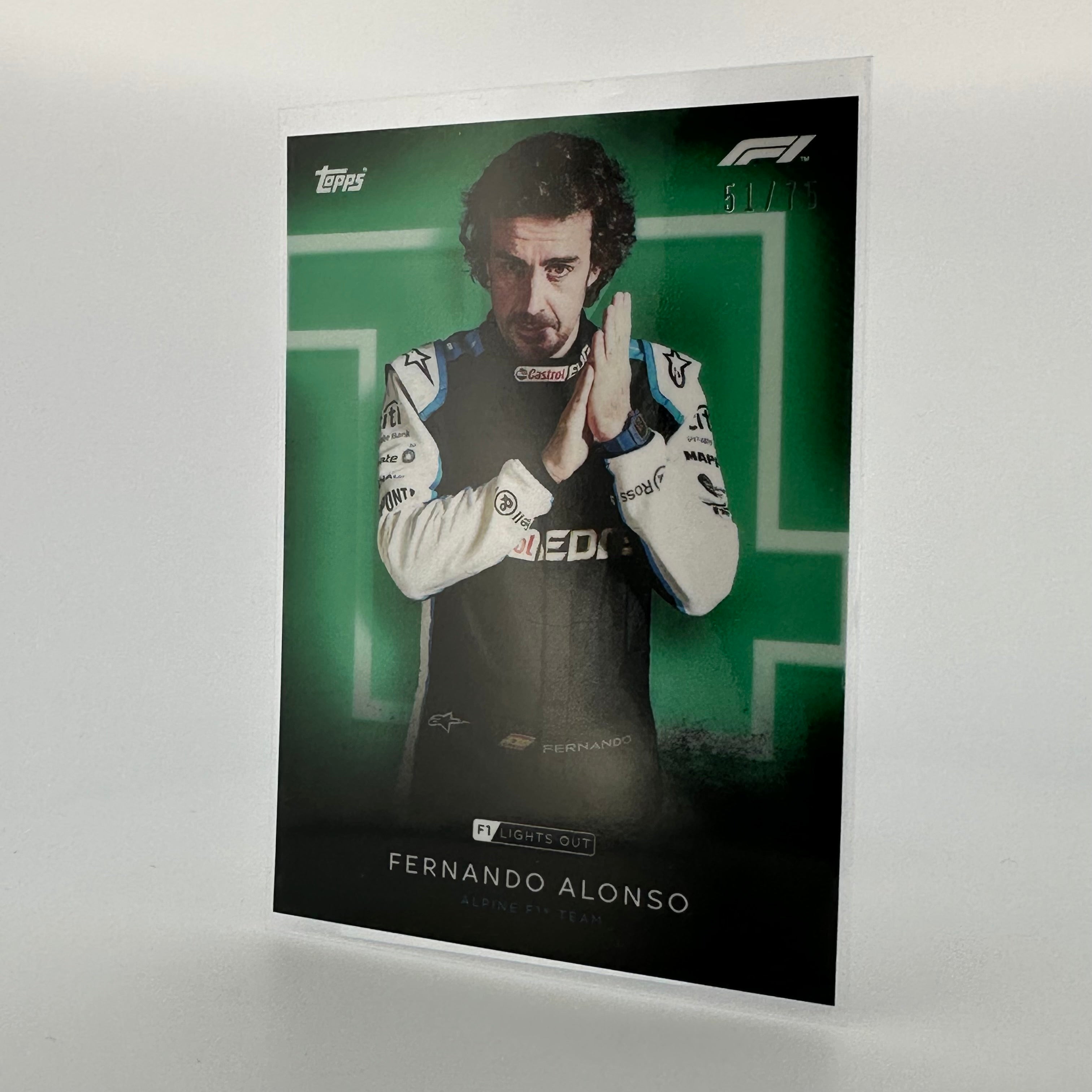 Fernando Alonso 51/75 Green Parallel Racing Driver Card - Collectible for F1 Fans, Sports Memorabilia & Racing Enthusiasts - Perfect for Display, Gifts & Trading Cards Collections