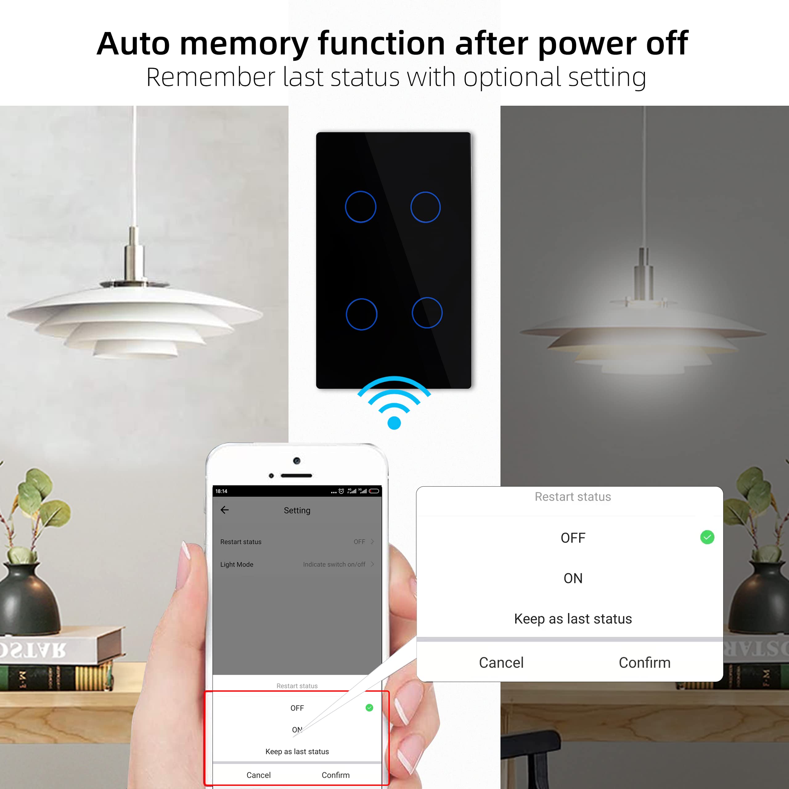 Smart Glass Touch Light Switch - 4 Gang, White - Alexa & Google Home Compatible, No Hub Required, Remote & Timer Control via Smart Life App - Perfect for Smart Homes, Bedrooms & Living Rooms