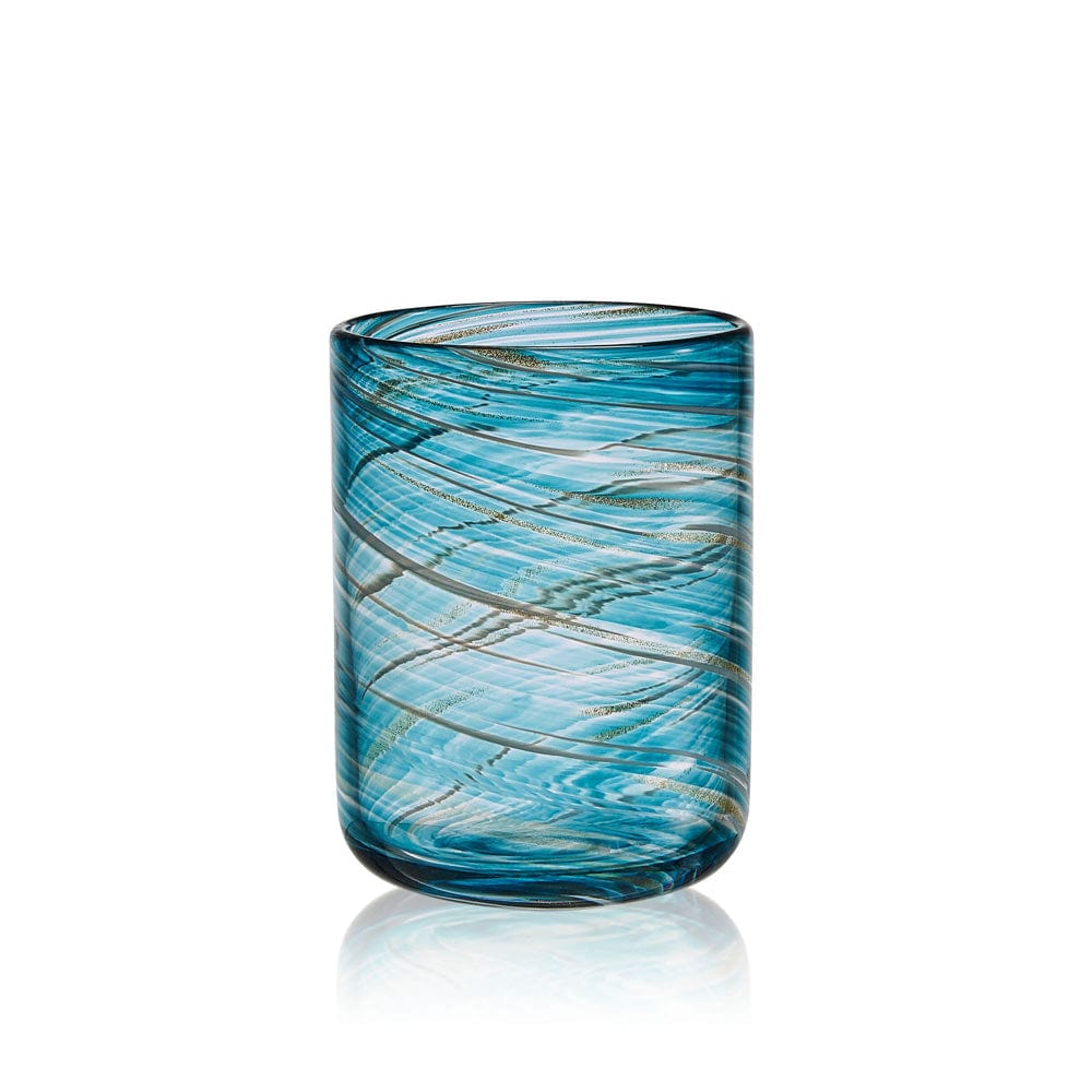 Vibrant Color Swirl Set of 4 Double Old Fashioned Whiskey Glasses - Perfect for Cocktail Parties, Home Bars & Gift Giving