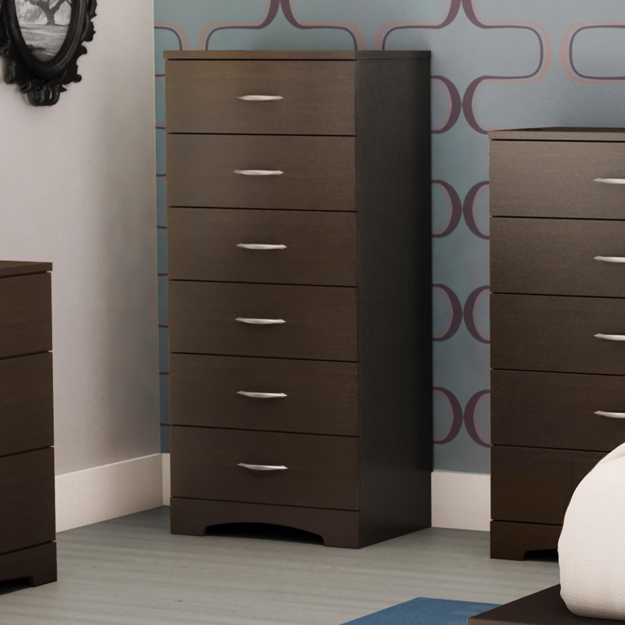 South Shore Step One 6-Drawer Lingerie Chest in Chocolate - Perfect for Bedroom Storage & Organization of Delicate Clothing, Socks, and Accessories