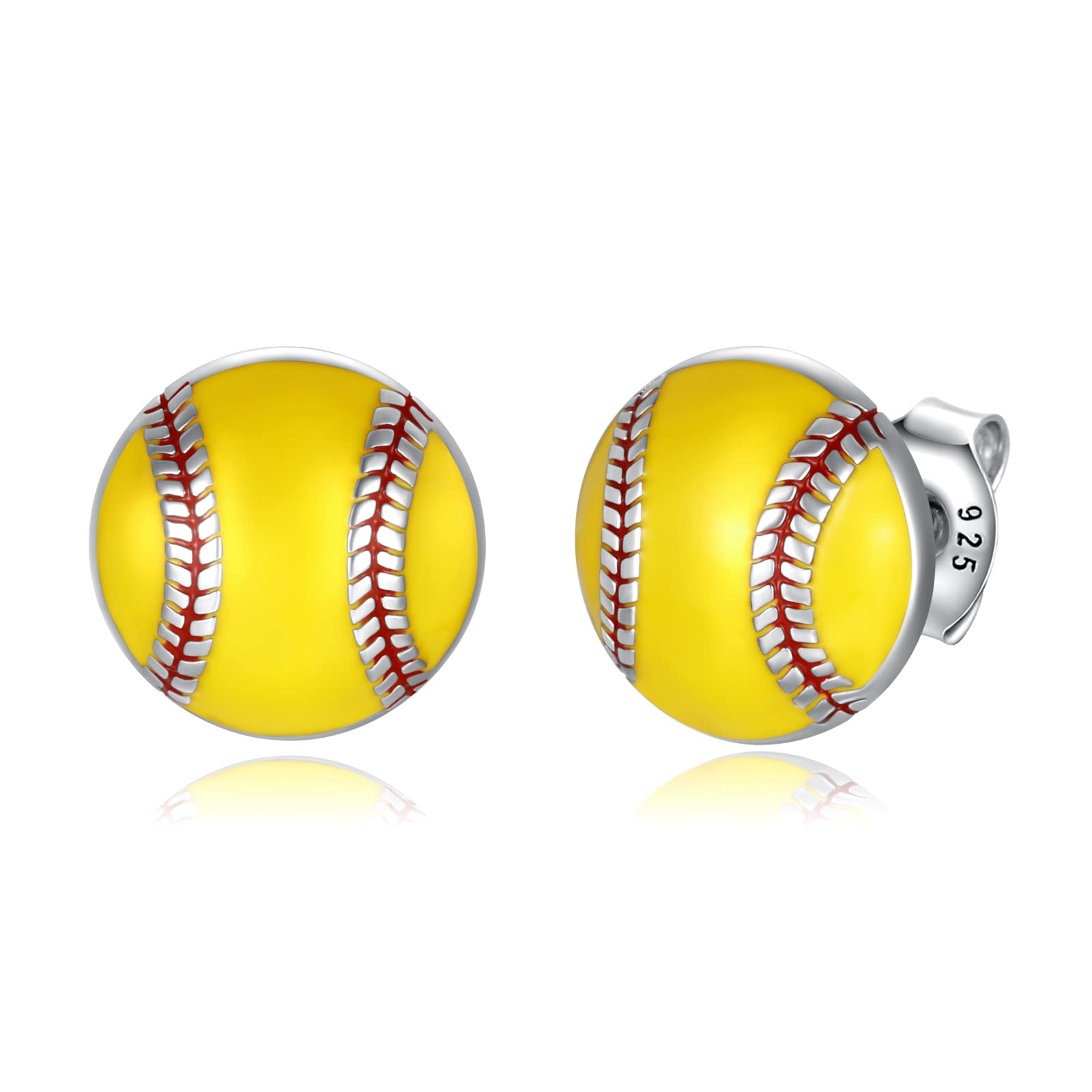 925 Sterling Silver Sports Stud Earrings - Softball, Volleyball, Basketball, Baseball, Football & Soccer Jewelry | Hypoallergenic Gift for Women, Athletes, Moms & Sports Lovers | Perfect for Game Days, Team Spirit & Casual Wear
