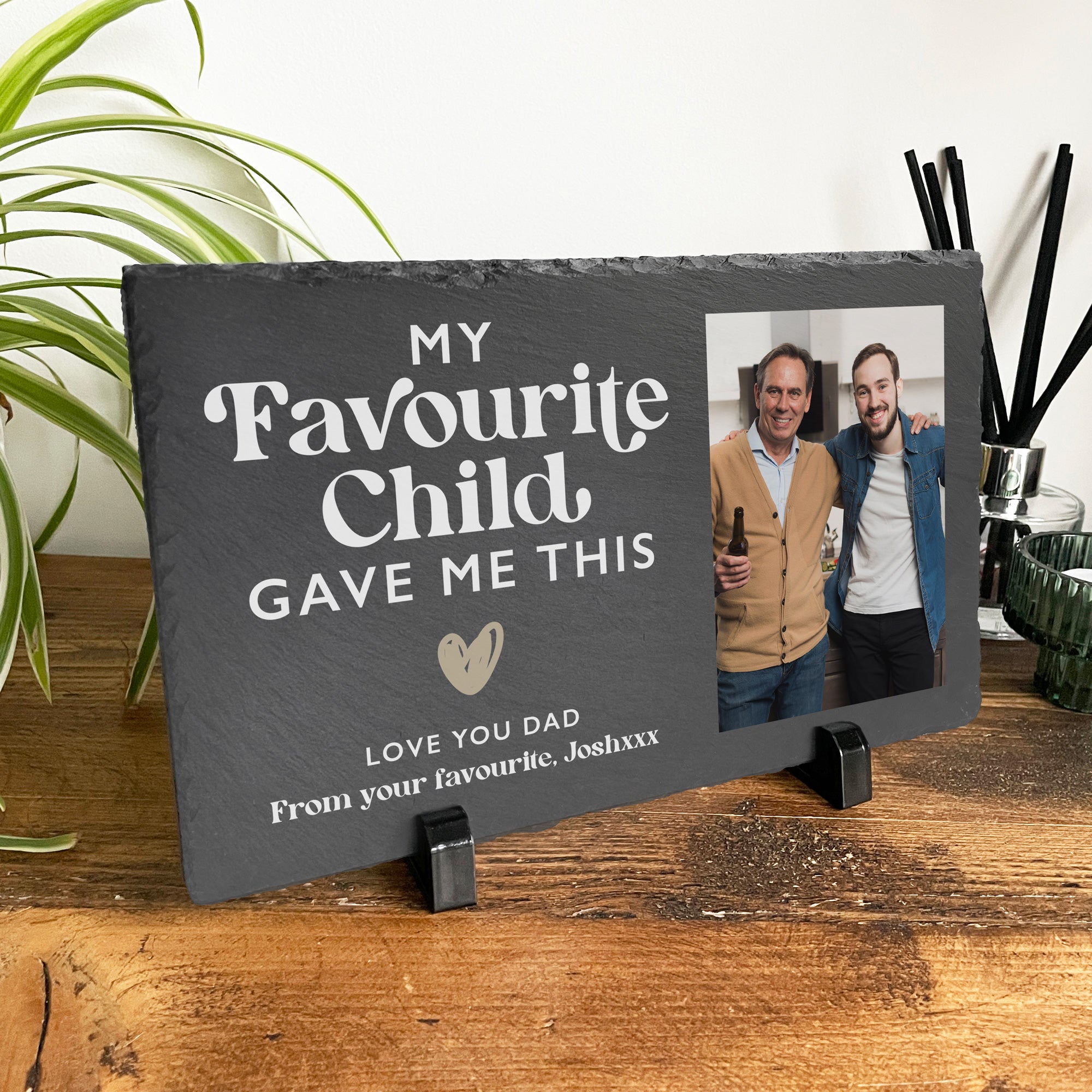 Custom Engraved Photo Slate with Stand - 30x20cm Personalized Gift for Parents, Grandparents - Perfect for Mother's Day, Father's Day & Family Home Decor