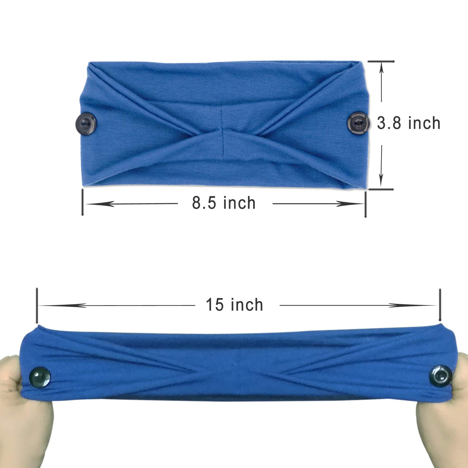 Non-Slip Button Headbands for Women - 4 Pack Elastic Yoga Hair Bands for Nurses & Doctors | Perfect for Workouts, Medical Shifts & Daily Use